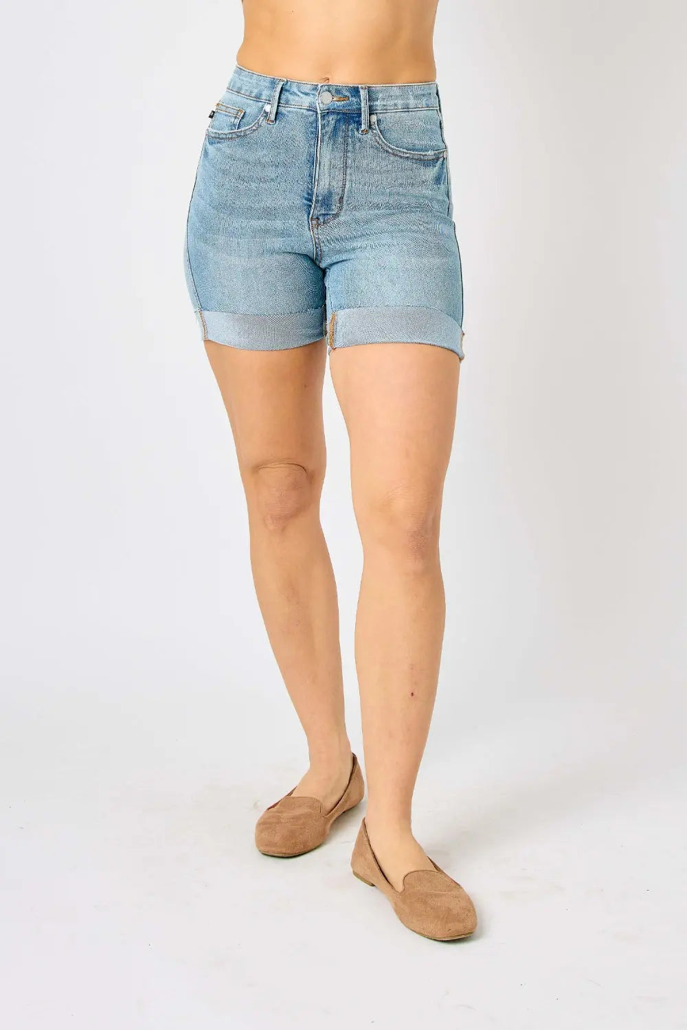 Judy Blue Full Size Tummy Control Denim Shorts Trendsi