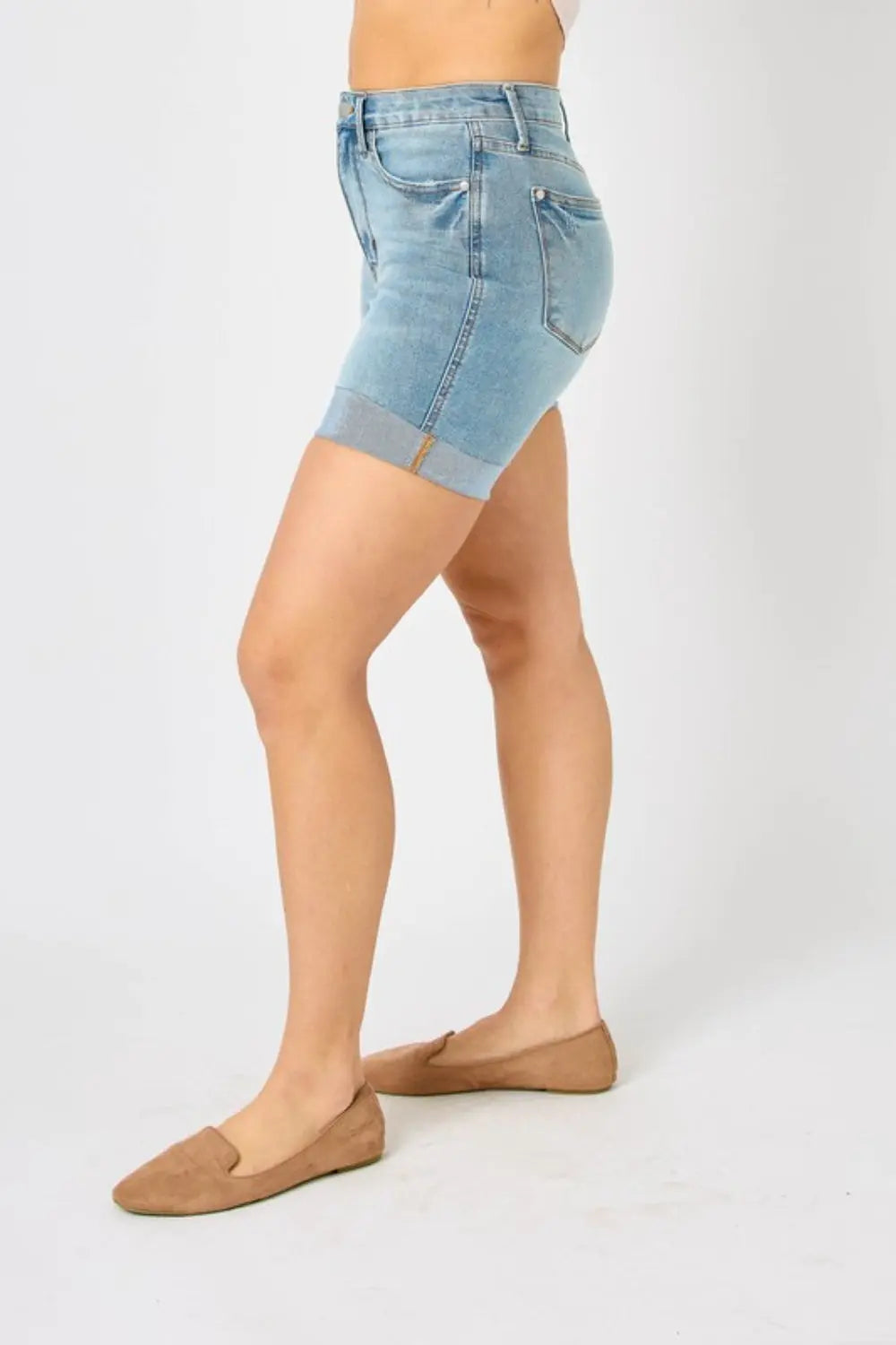 Judy Blue Full Size Tummy Control Denim Shorts Trendsi