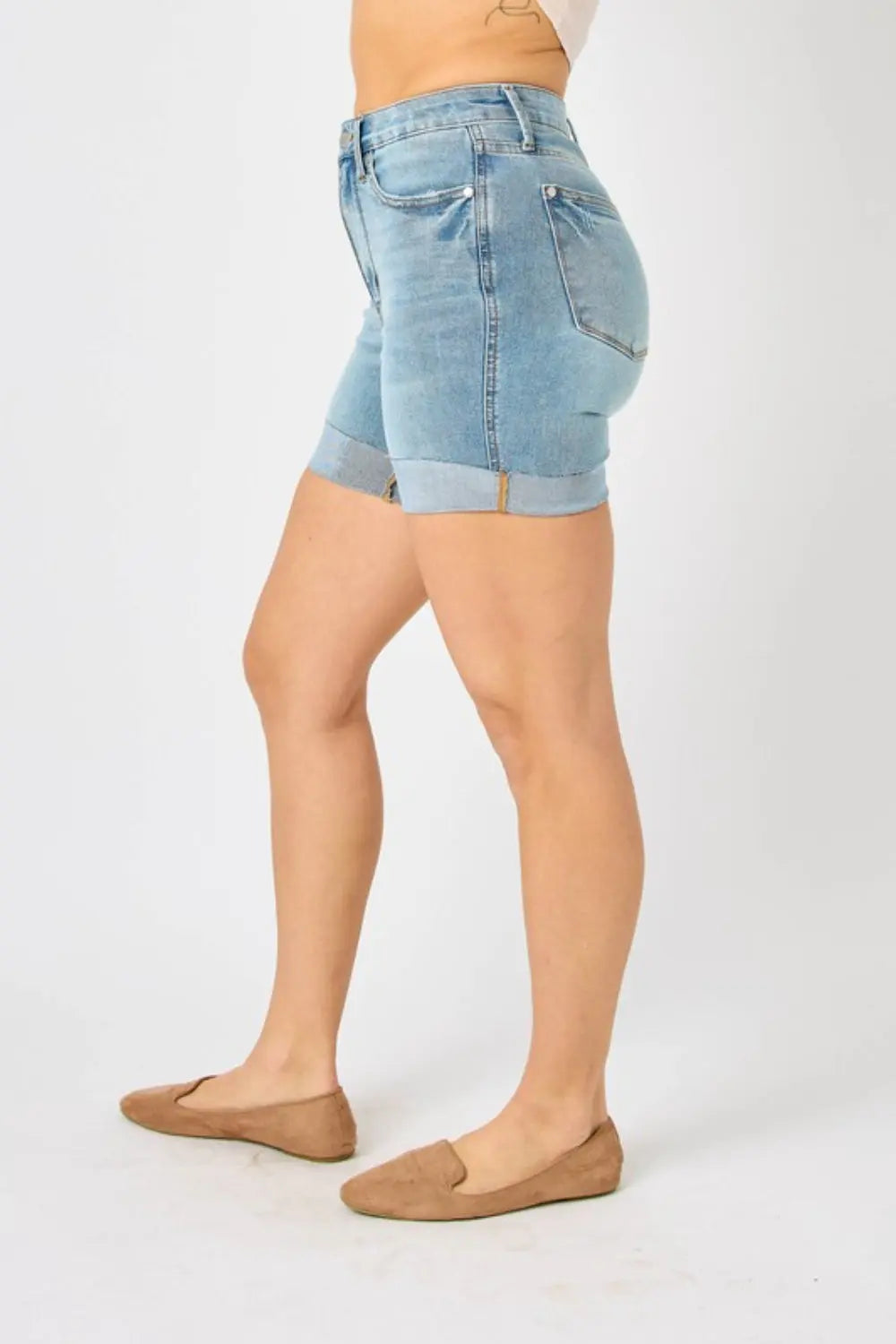 Judy Blue Full Size Tummy Control Denim Shorts Trendsi