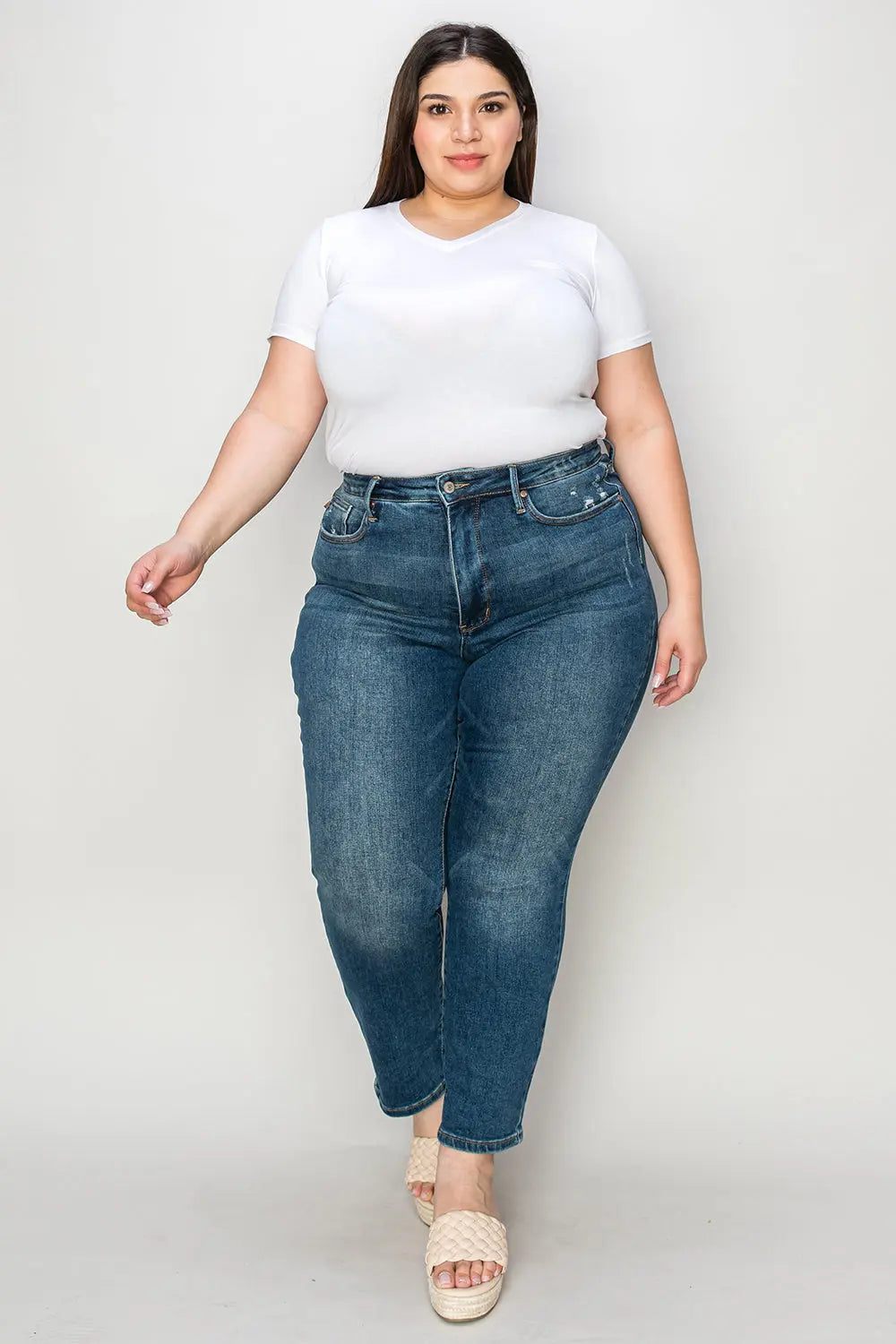 Judy Blue Full Size Tummy Control High Waist Slim Jeans - Kittybear Krafts