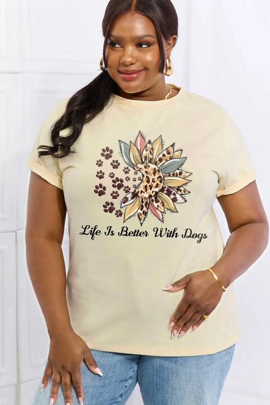 LIFE IS BETTER WITH DOGS Graphic Cotton T-shirt - Kittybear Krafts