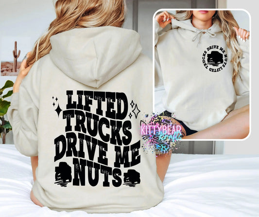 Lifted Trucks Drive Me Nuts Graphic Hoodie - Kittybear Krafts