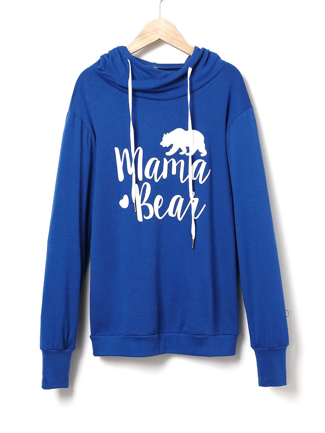 Mama Bear Drawstring Graphic Long Sleeve Pullover Hoodie Trendsi