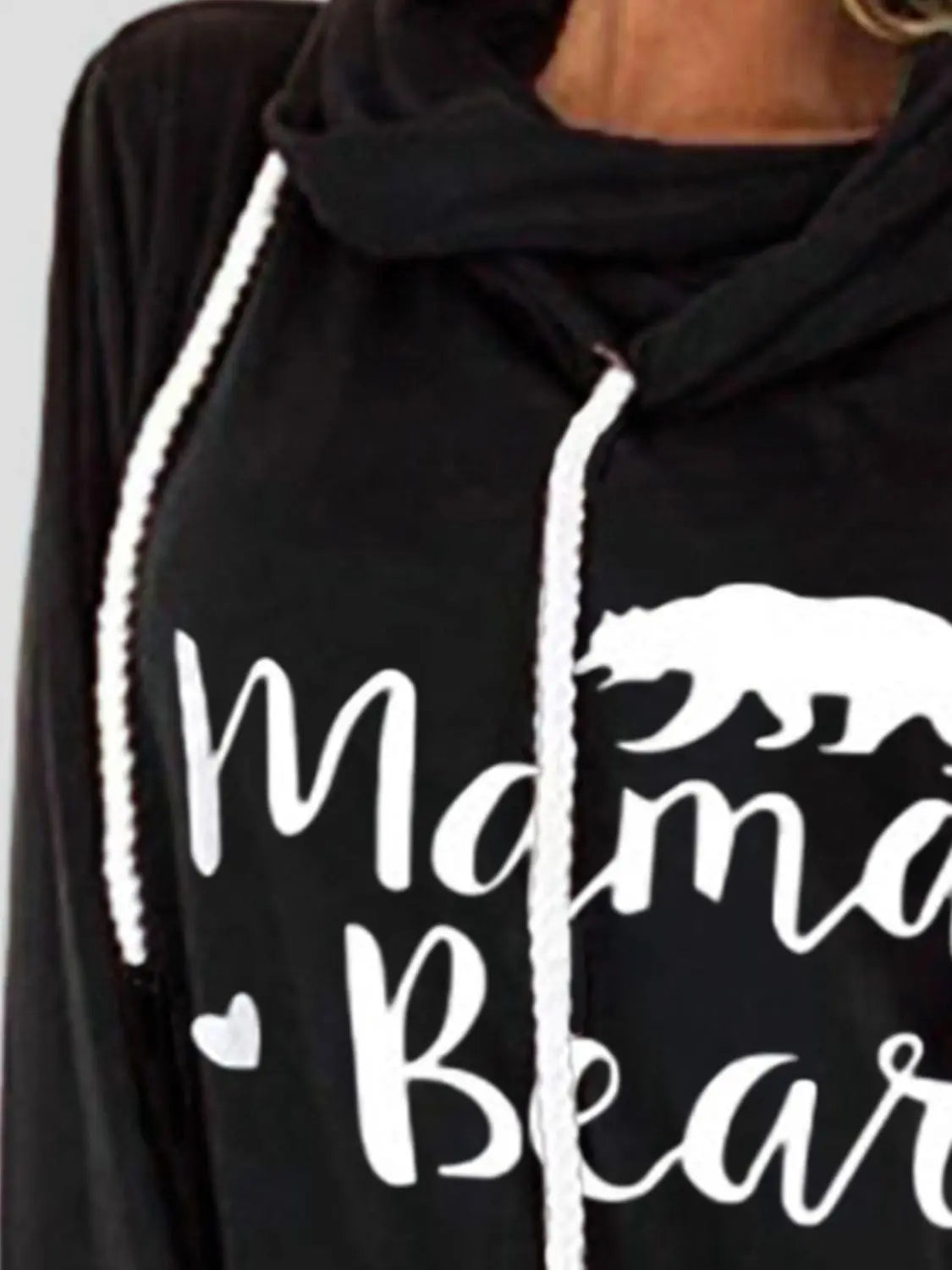 Mama Bear Drawstring Graphic Long Sleeve Pullover Hoodie Trendsi