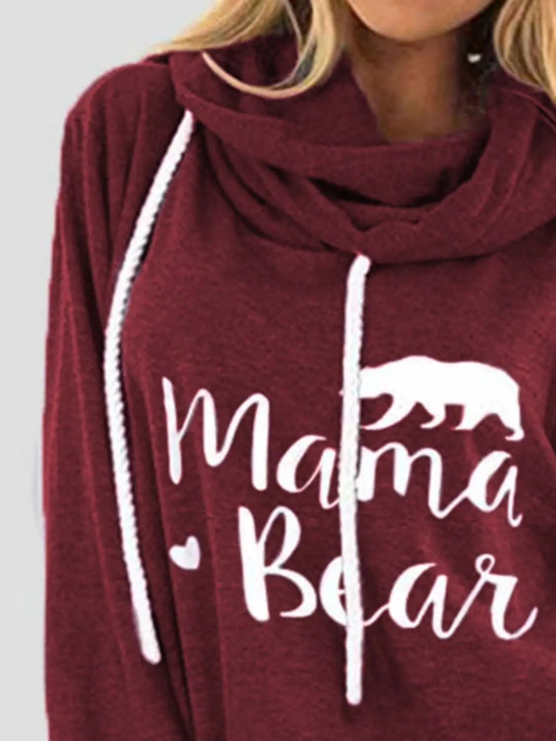 Mama Bear Drawstring Graphic Long Sleeve Pullover Hoodie Trendsi