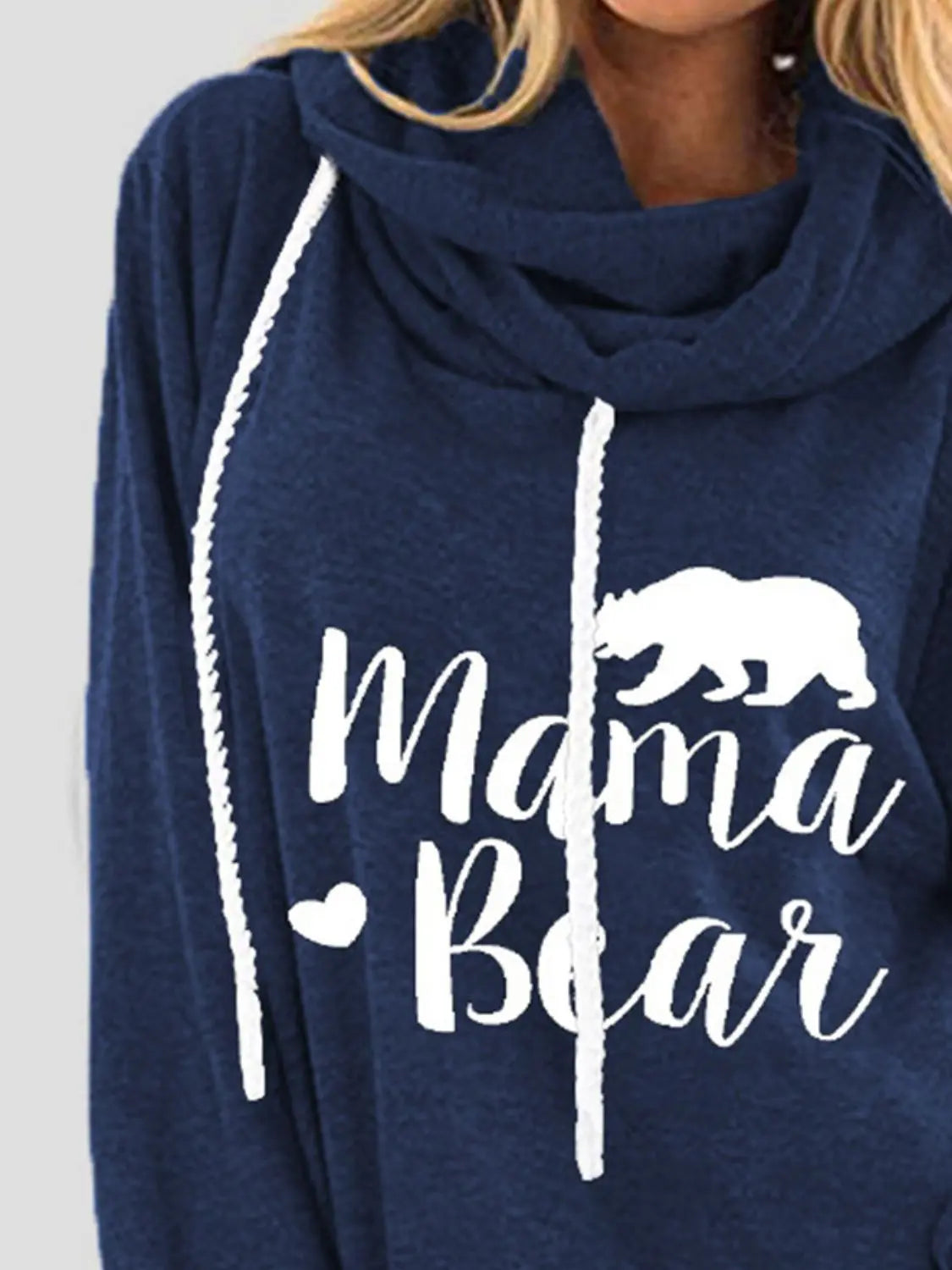 Mama Bear Drawstring Graphic Long Sleeve Pullover Hoodie Trendsi