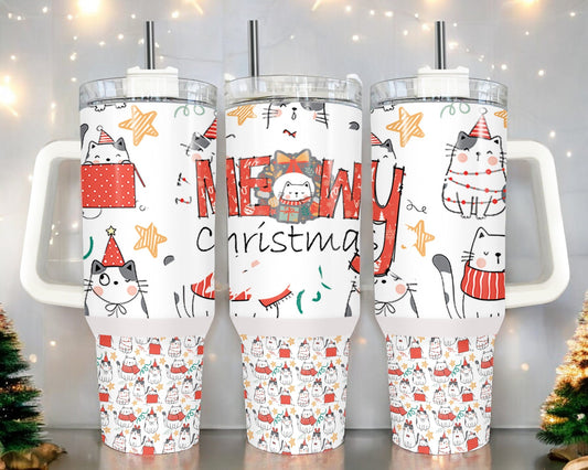 Meowy Kitty Cat Christmas 40oz Tumbler