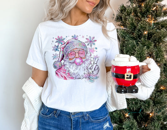 Sparkle Santa Bubblegum Christmas Graphic Tee/Sweater Kittybear Krafts