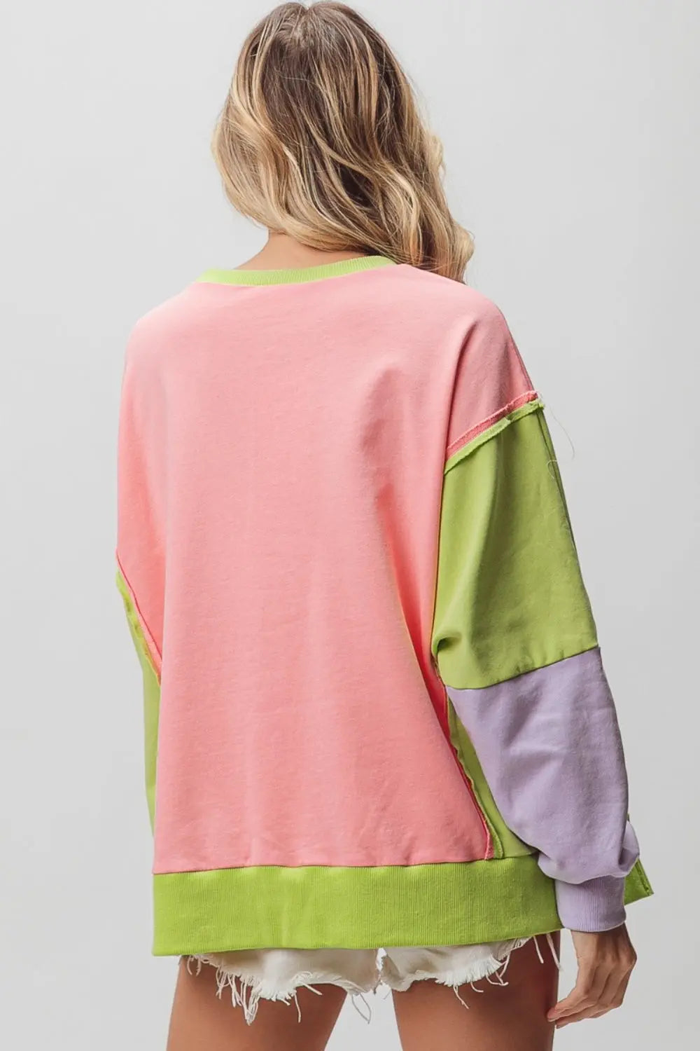 Pastel Washed Color Block Sweatshirt - Kittybear Krafts