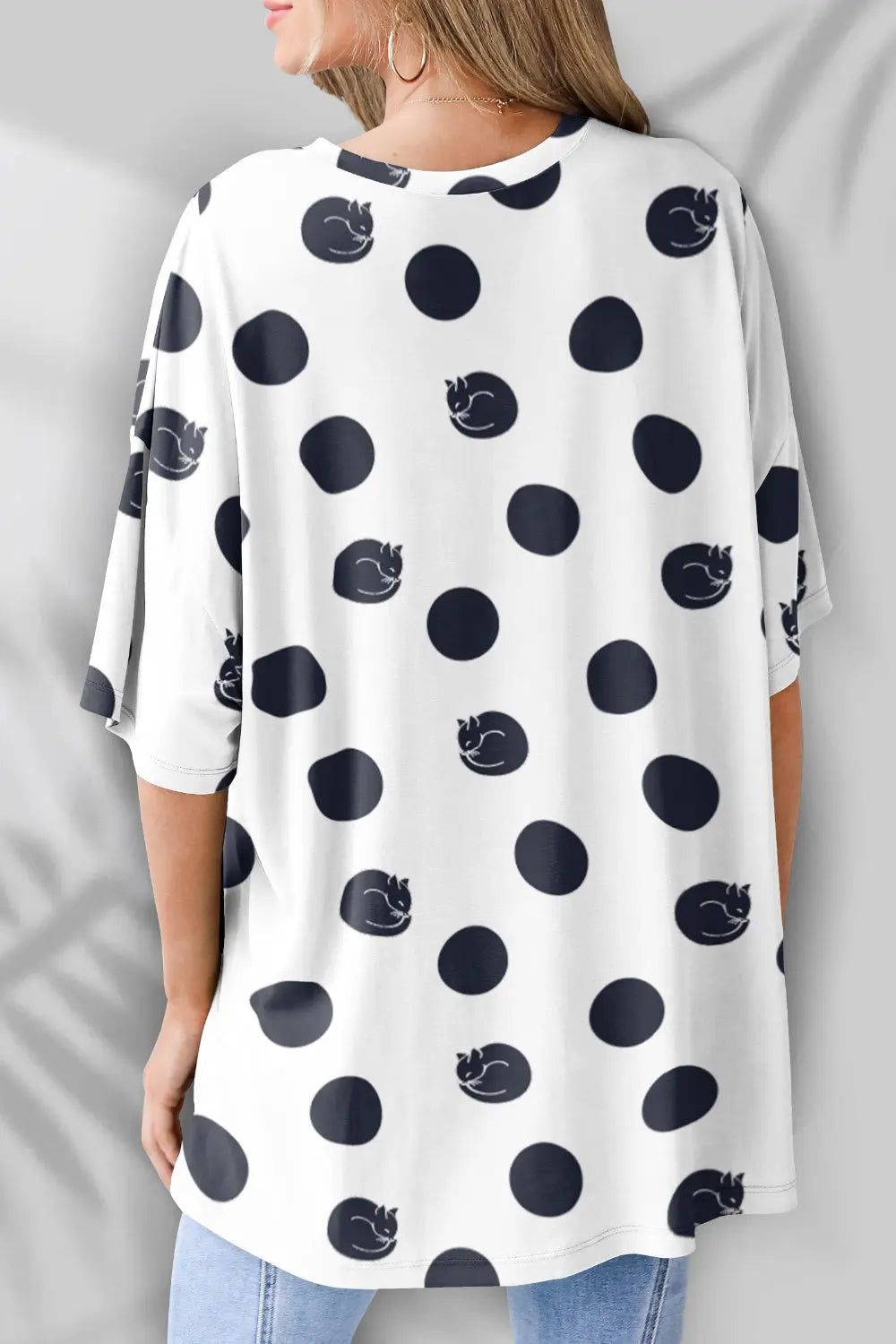 Rebel Rock N Roll/Polka Dot Round Neck Half Sleeve T-Shirt Trendsi