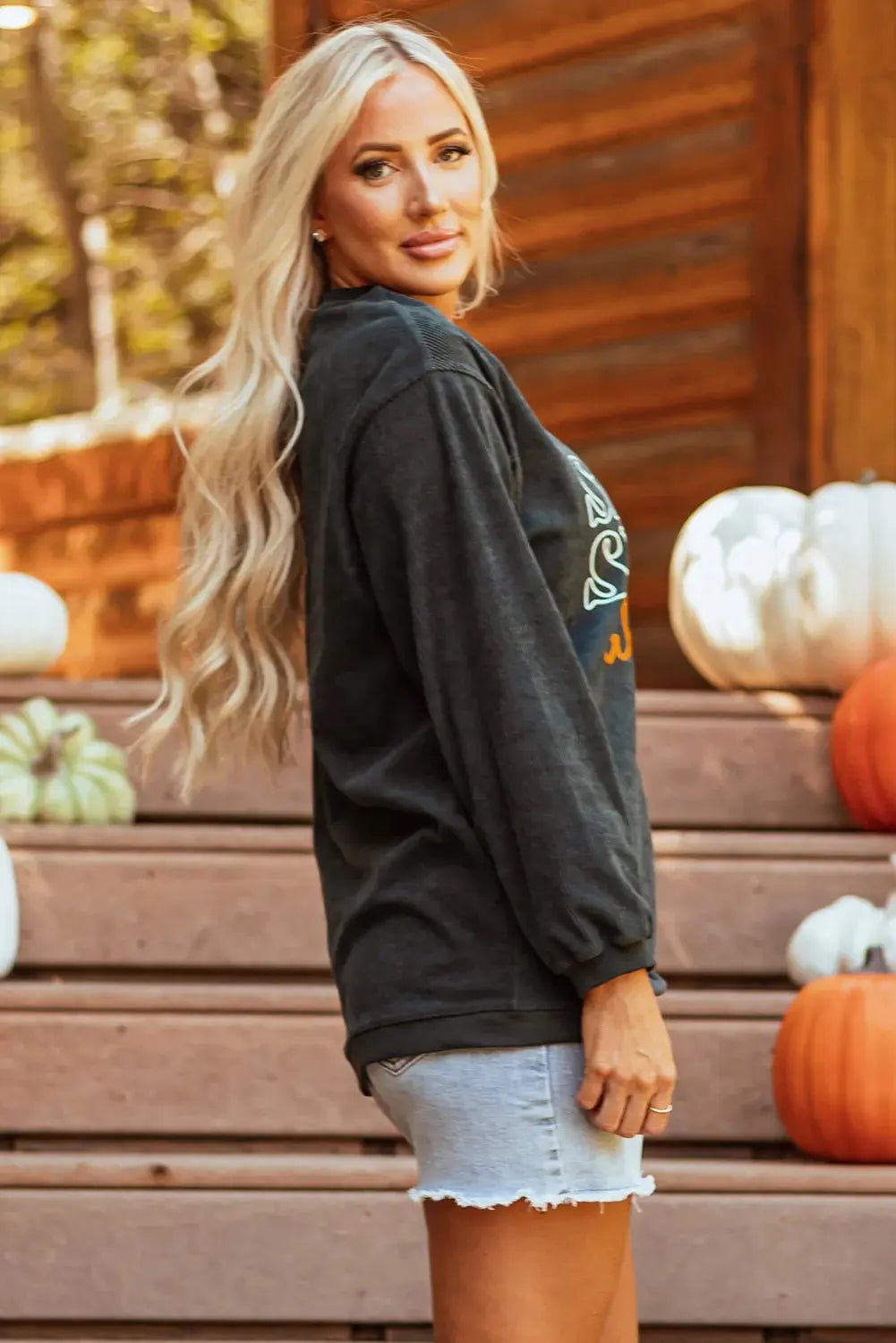 Pumpkin Spice Spice Baby Graphic Round Neck Long Sleeve Fall Sweat shirt - Kittybear Krafts