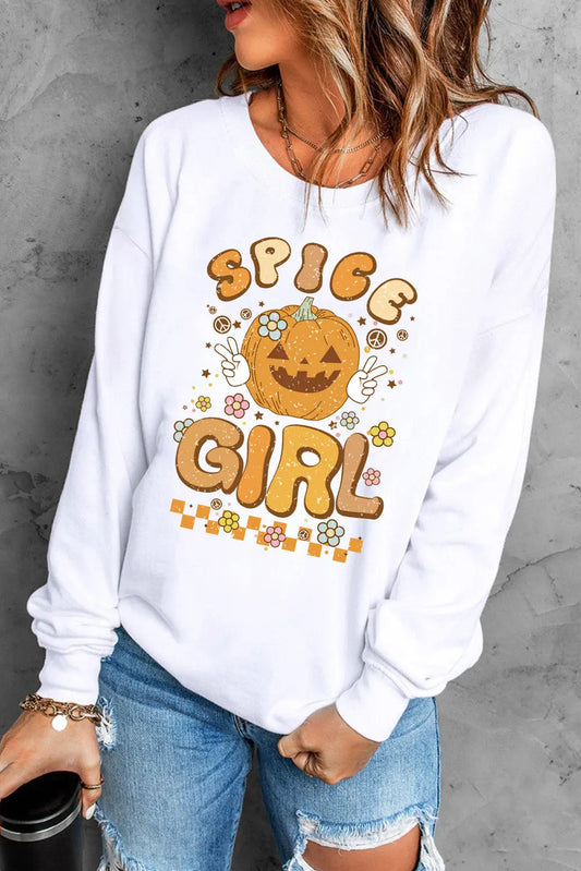 SPICE GIRL Round Neck Long Sleeve Fall Graphic Sweat shirt - Kittybear Krafts