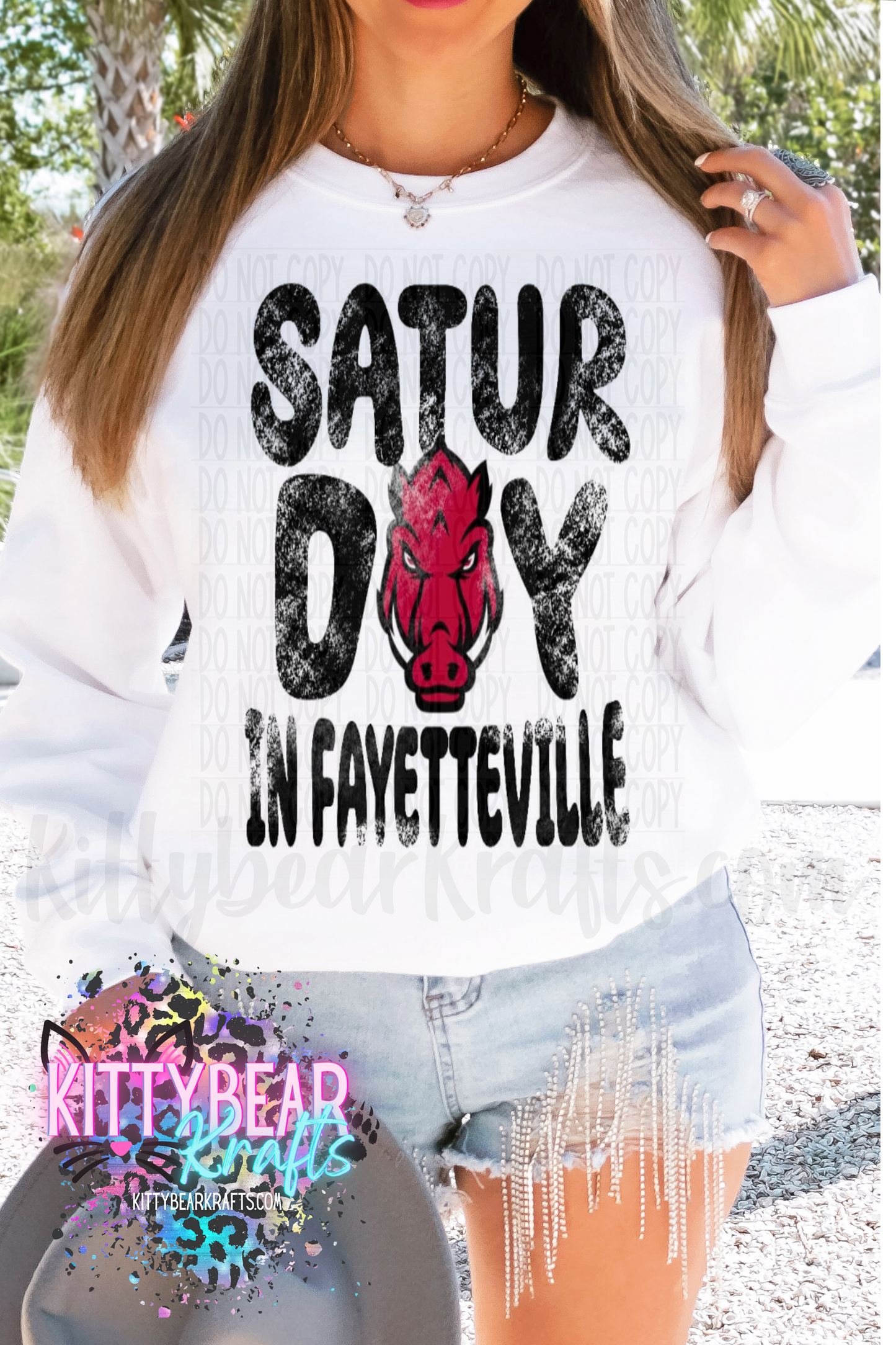 Saturday In Fayetteville Arkansas Football Crewneck Sweat shirt - Kittybear Krafts