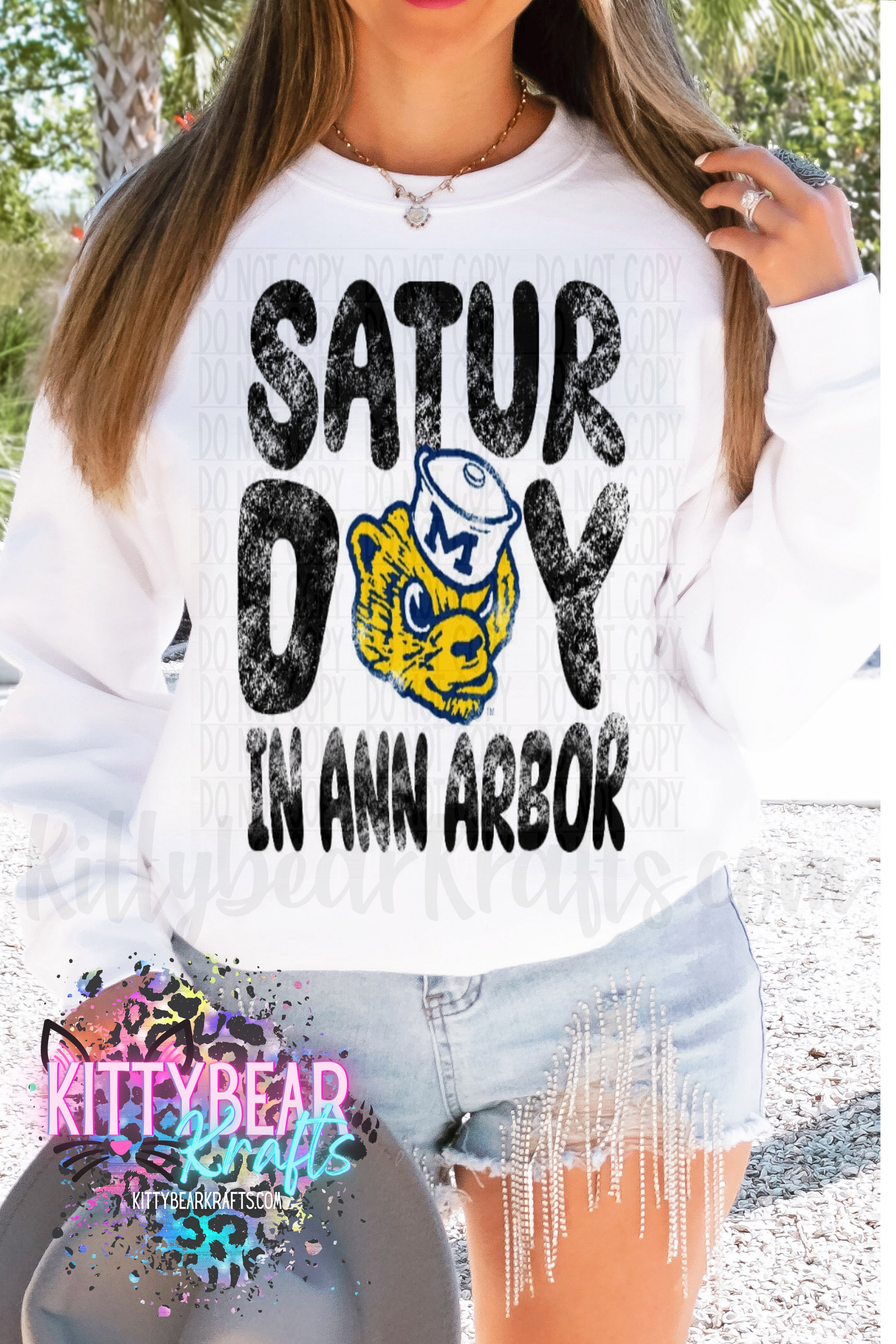 Saturday In Ann Arbor Michigan Football Crewneck Sweat shirt - Kittybear Krafts