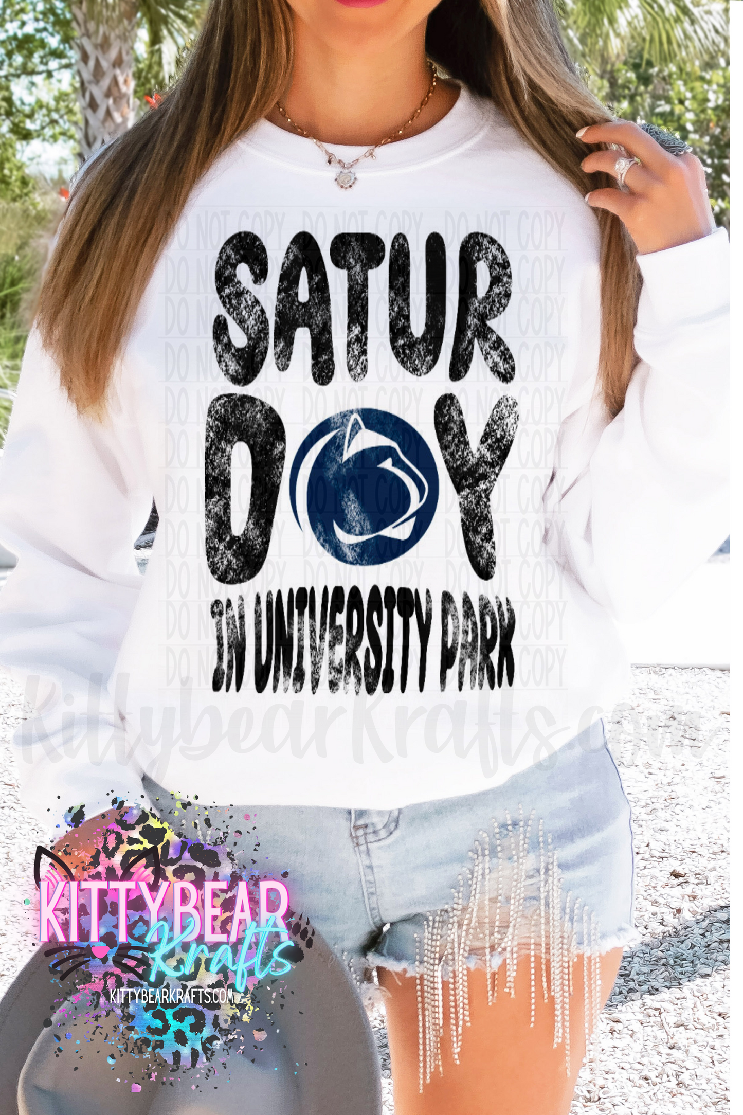 Saturday In University Park Pennsylvania Football Crewneck Sweat shirt - Kittybear Krafts