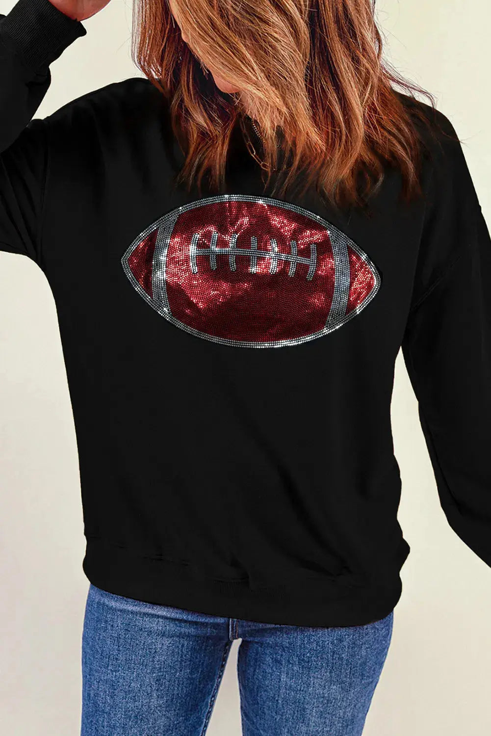 Sequin Football Long Sleeve Sweat shirt - Kittybear Krafts