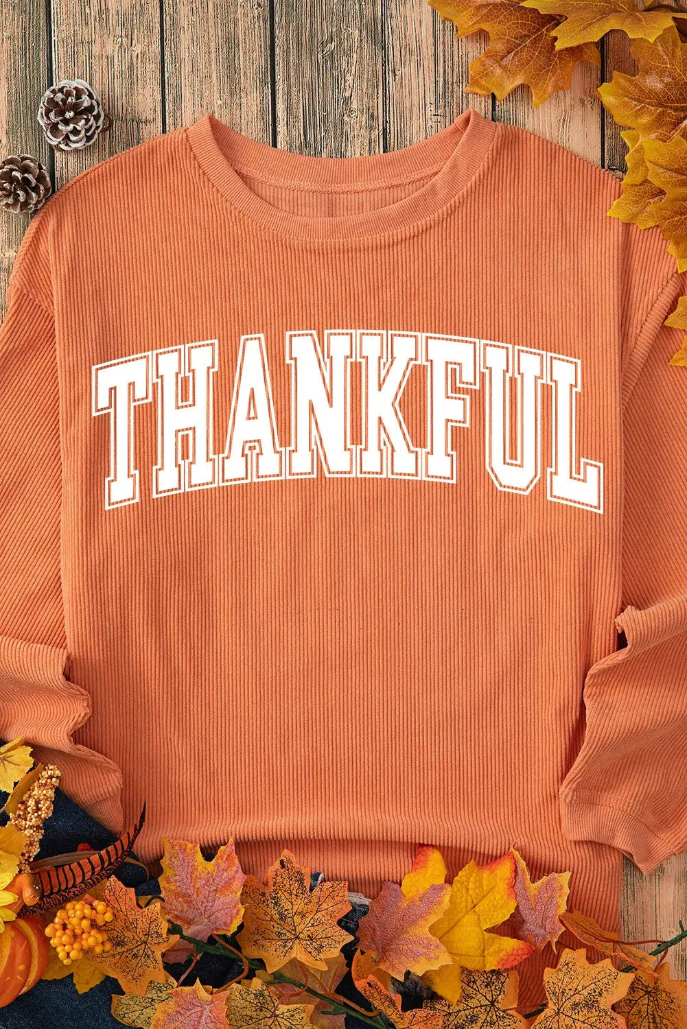 THANKFUL Round Neck Long Sleeve Fall Sweat shirt - Kittybear Krafts