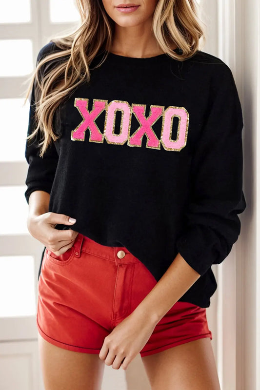 Holly Jolly Christmas/Merry & Bright/Howdy Heart/XOXO Valentine Round Neck Long Sleeve Sweater - Kittybear Krafts