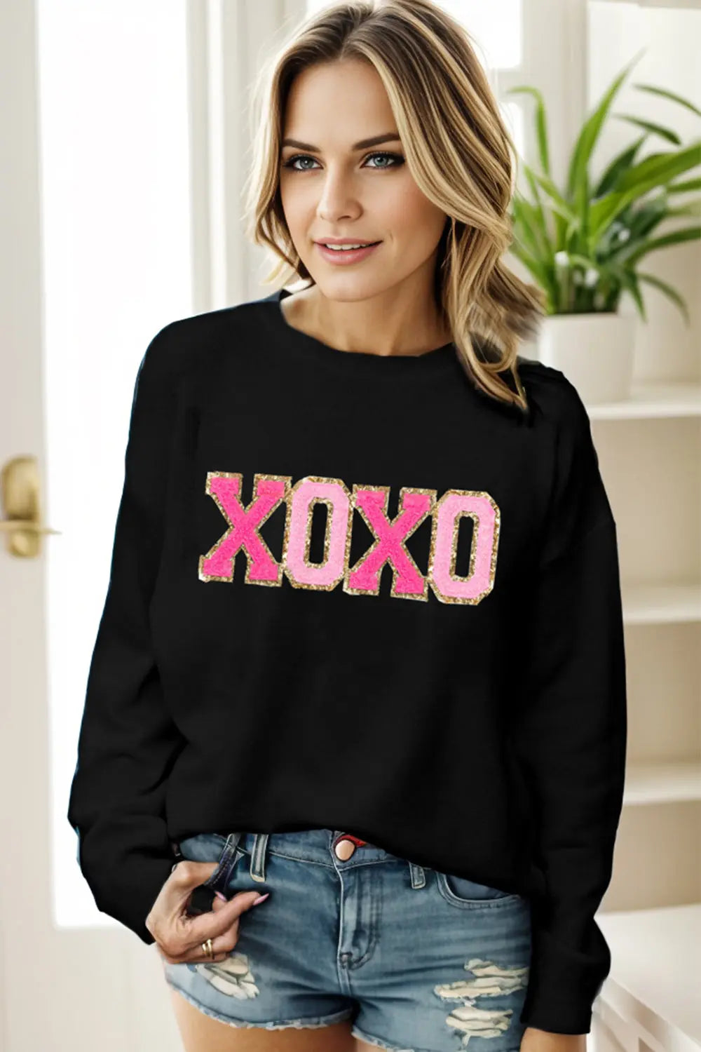 Holly Jolly Christmas/Merry & Bright/Howdy Heart/XOXO Valentine Round Neck Long Sleeve Sweater - Kittybear Krafts