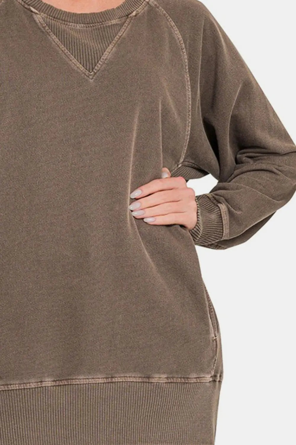 Zenana Round Neck Long Sleeve Sweatshirt - Kittybear Krafts