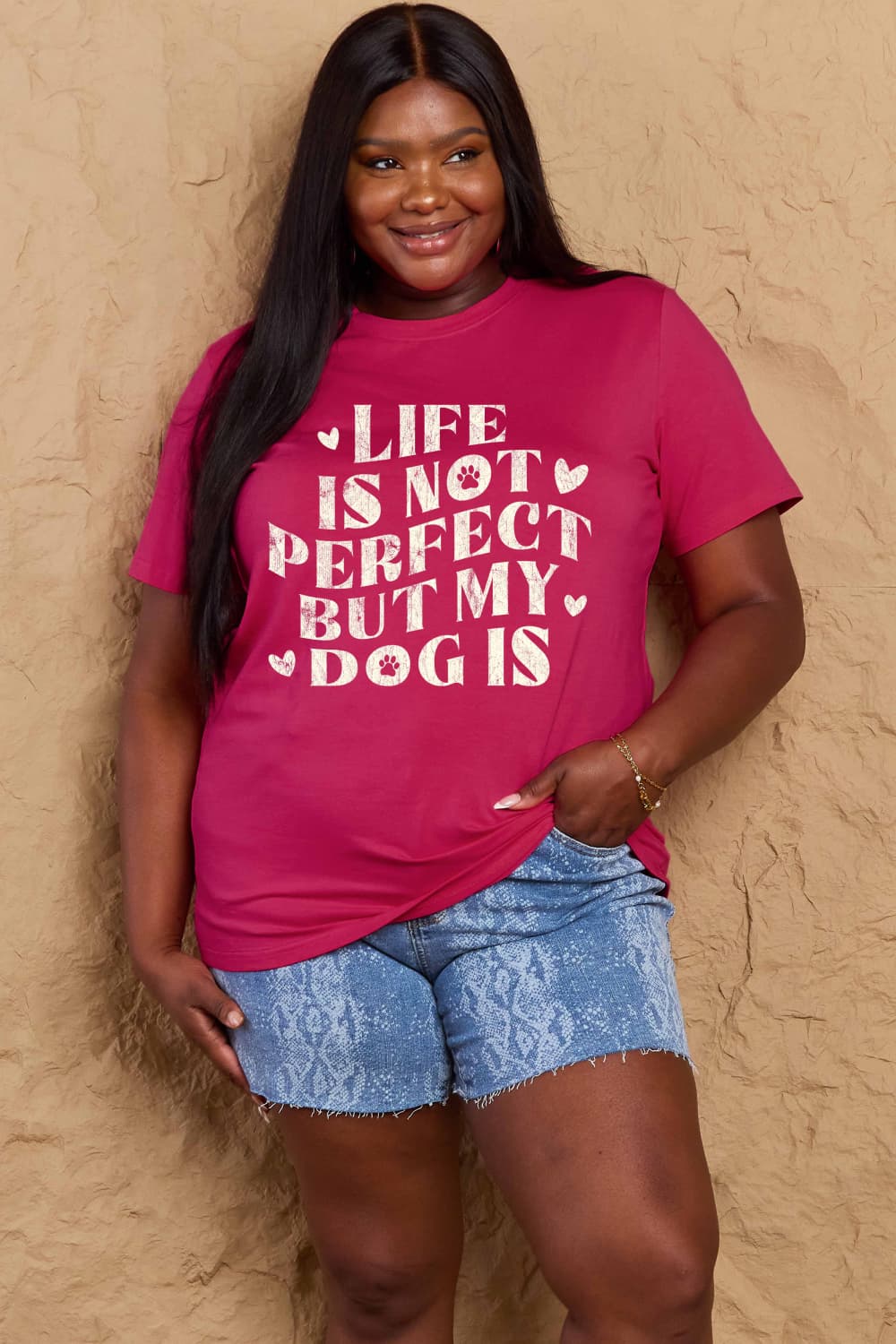 Life is Not Perfect but My Dog Is Graphic Cotton T-Shirt - Kittybear Krafts