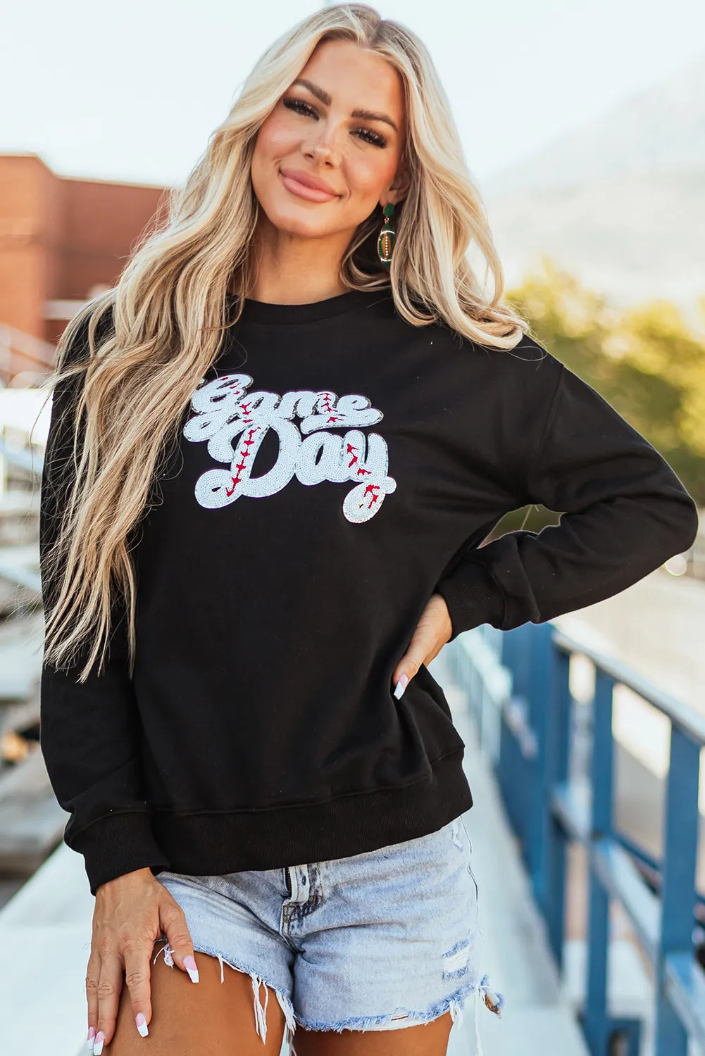 GAME DAY Baseball Sequin Long Sleeve Sweater - Kittybear Krafts