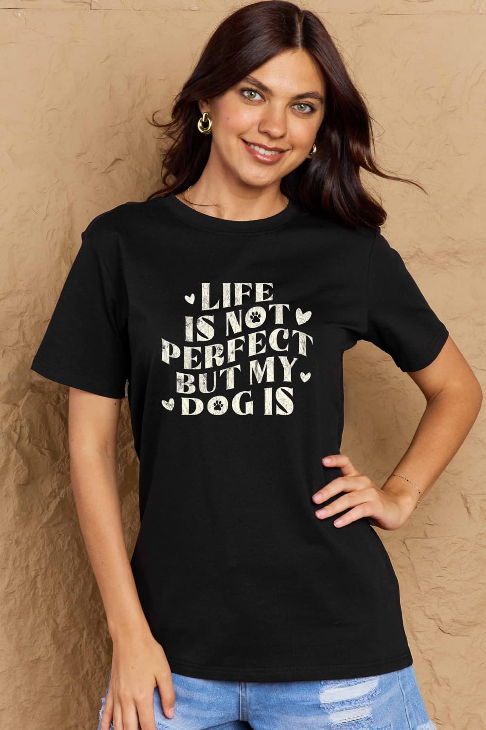 Life is Not Perfect but My Dog Is Graphic Cotton T-Shirt - Kittybear Krafts