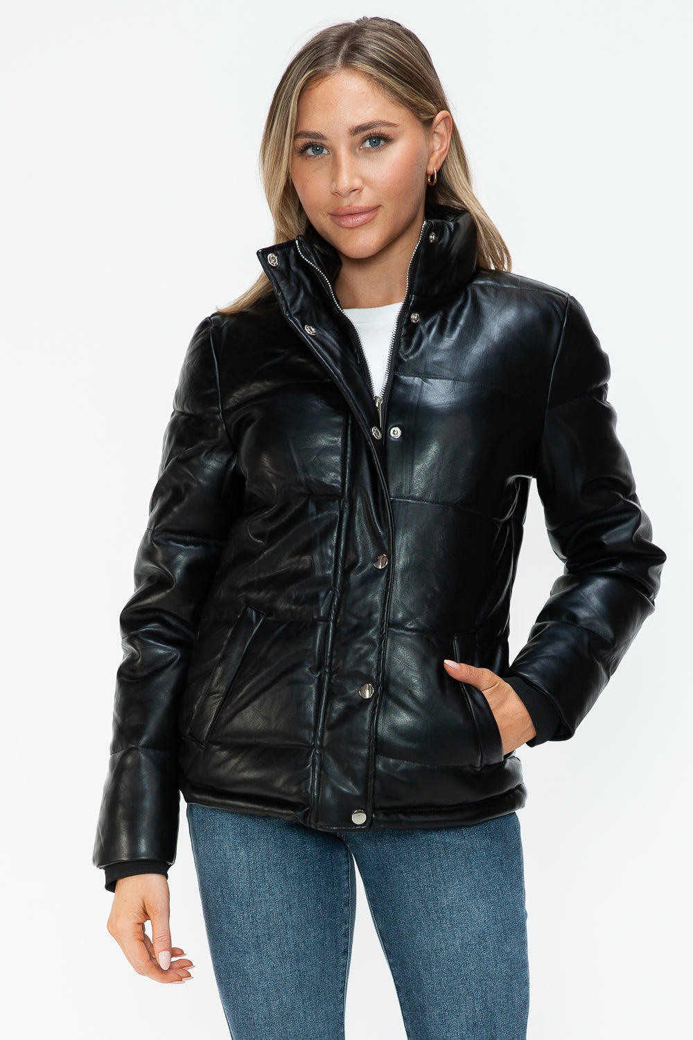 YMI Pocketed Zip Up Turtleneck Puffer Jacket Trendsi