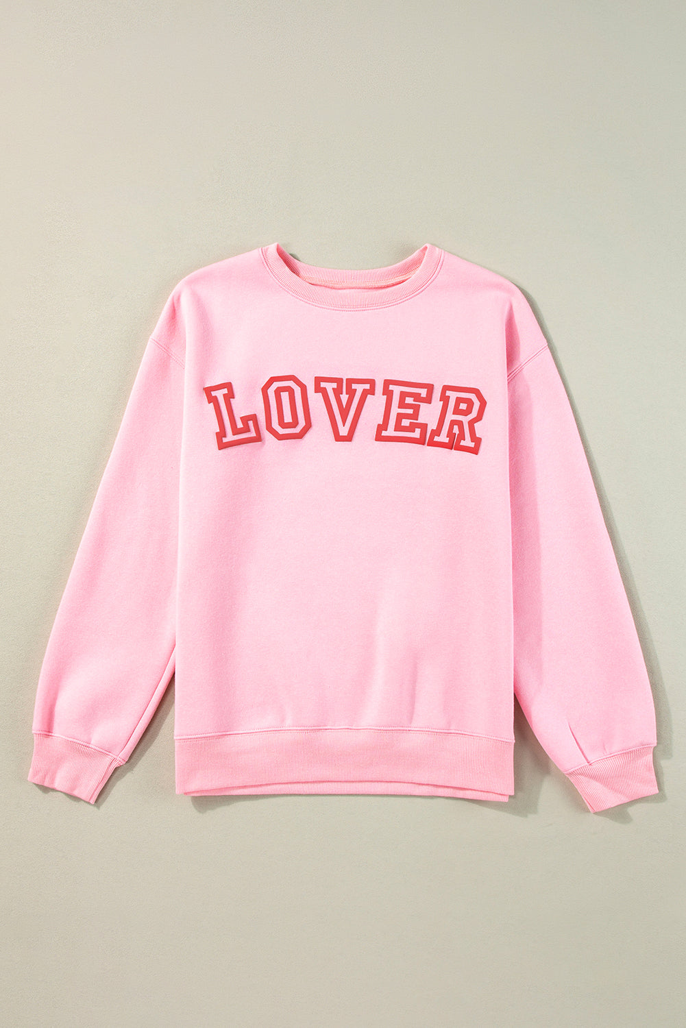 Pink LOVER Puff Print Drop Shoulder Pullover Sweatshirt Kittybear Krafts