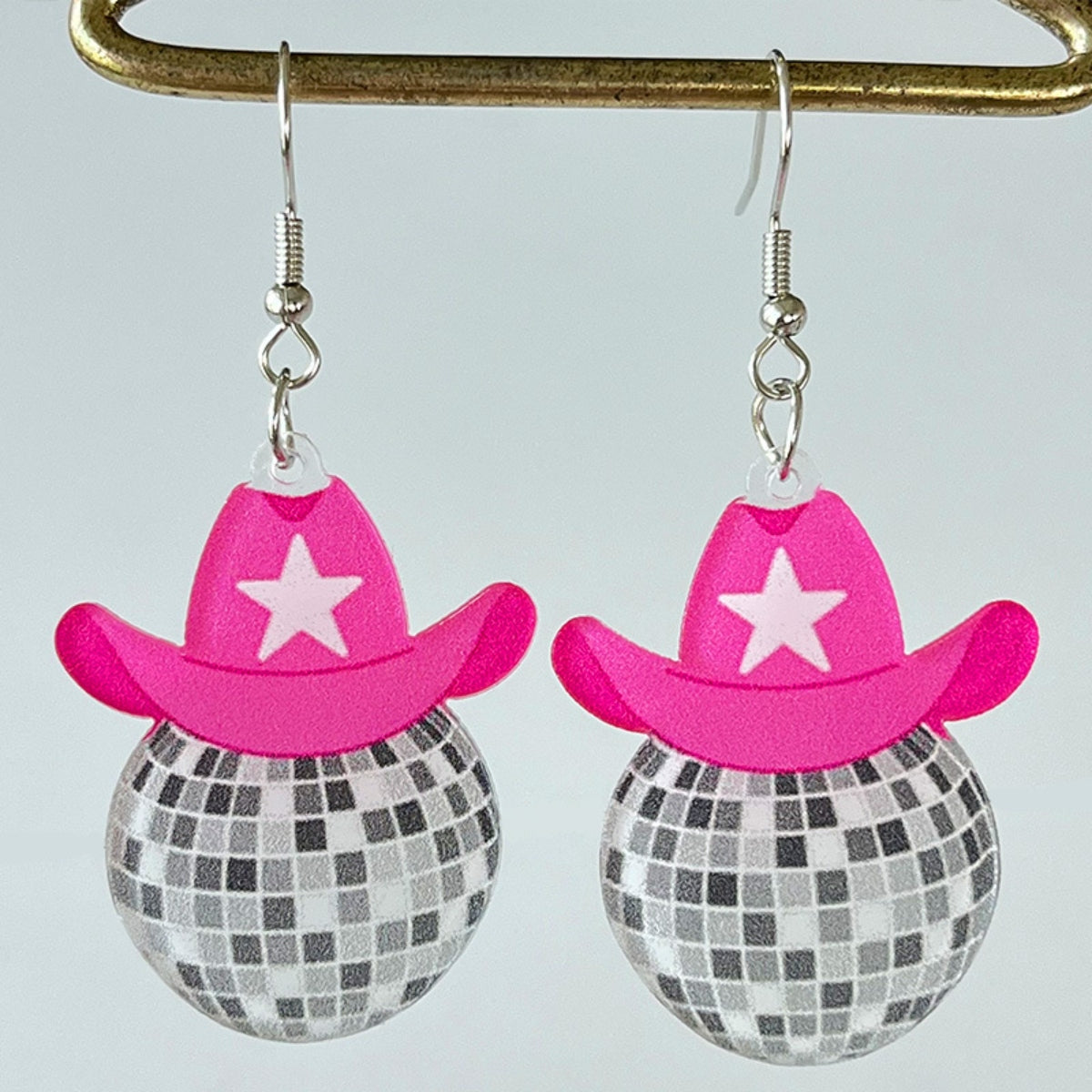 Pink Cowgirl Acrylic Dangle Earrings - Kittybear Krafts