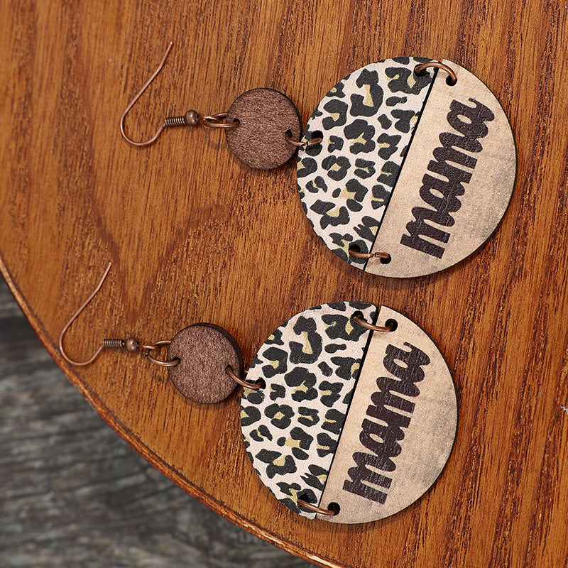 Mama Leopard Round Dangle Earrings - Kittybear Krafts