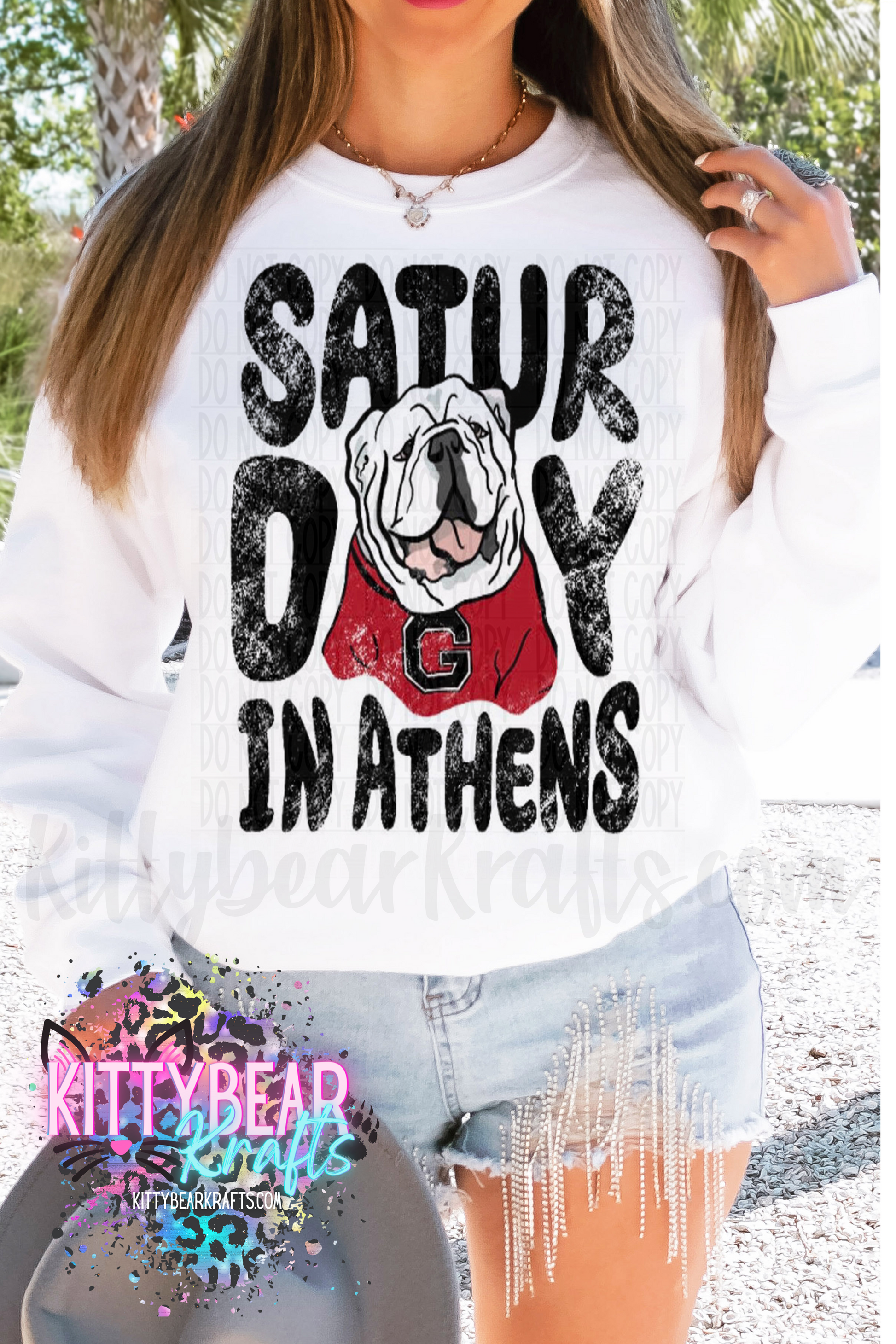 Saturday In Athens Georgia Football Crewneck Sweat shirt Kittybear Krafts