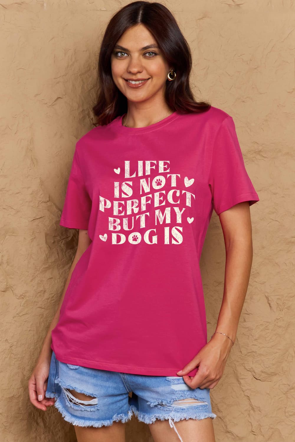 Life is Not Perfect but My Dog Is Graphic Cotton T-Shirt - Kittybear Krafts