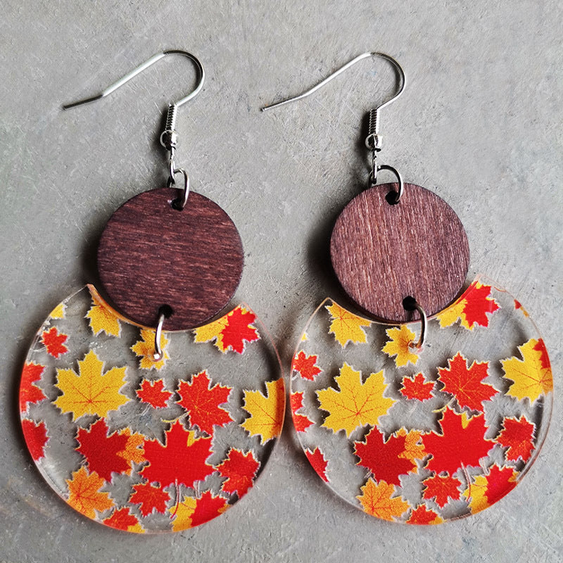 Mushrooms, Chickens, or Fall Leaves Printed Drop Earrings - Kittybear Krafts