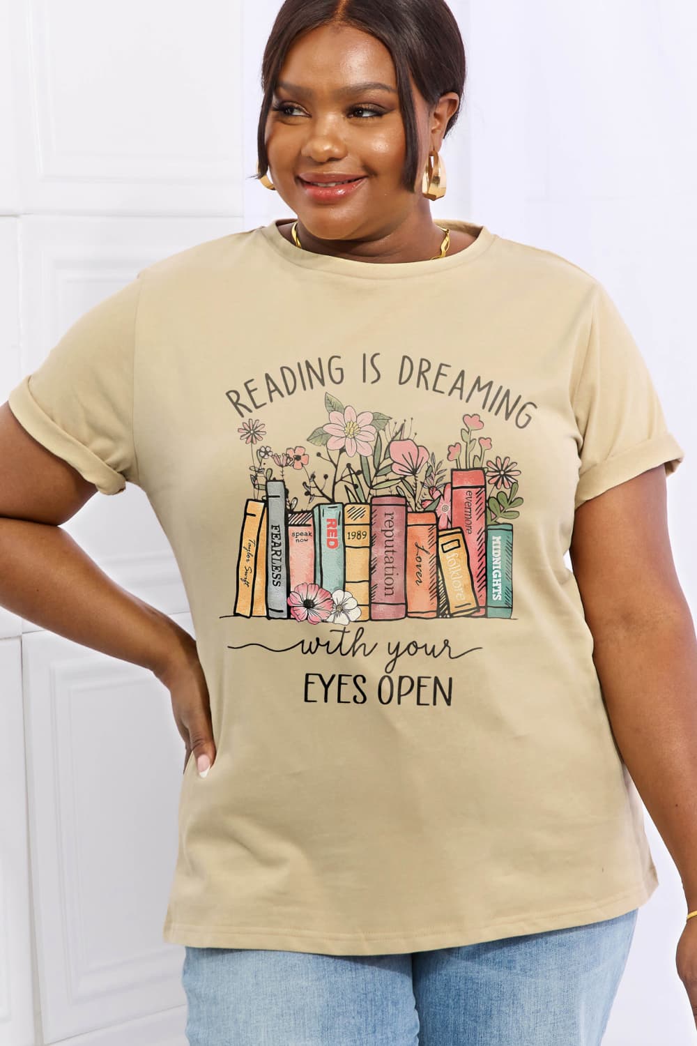 READING IS DREAMING WITH YOUR EYES OPEN Graphic Cotton T-shirt - Kittybear Krafts