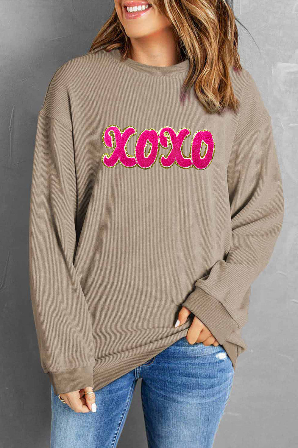 XOXO Sequin Graphic Sweatshirt - Kittybear Krafts