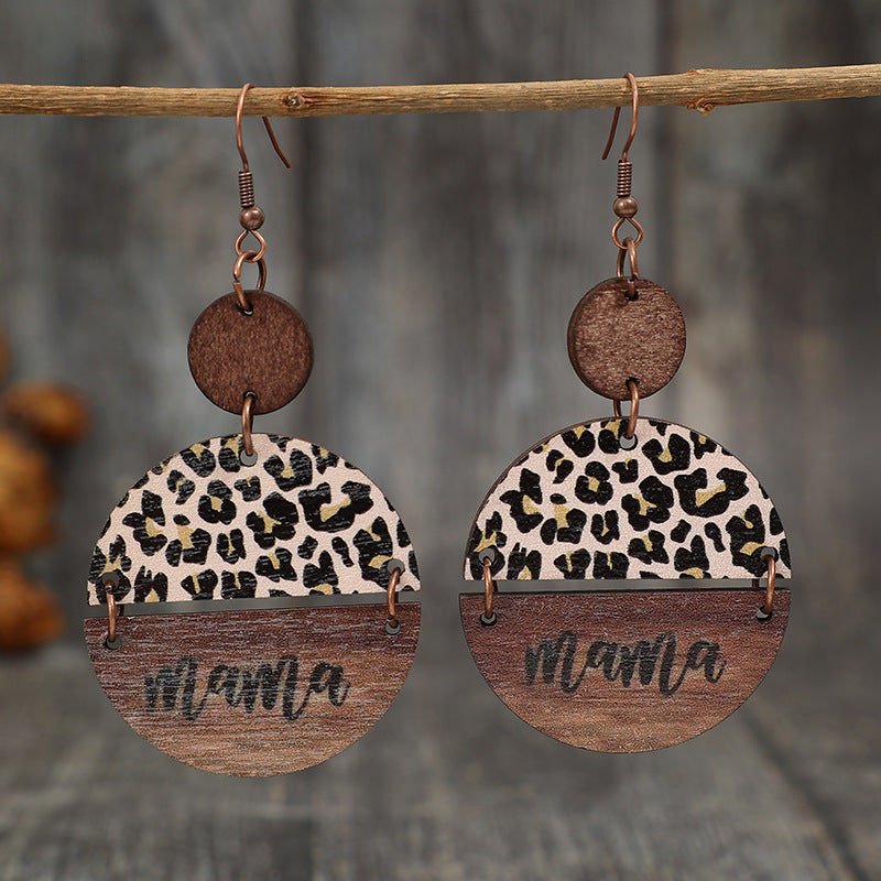 Mama Leopard Round Dangle Earrings - Kittybear Krafts