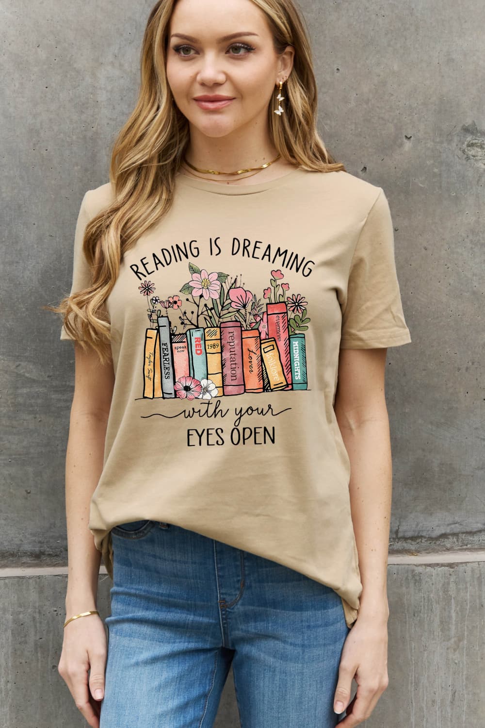 READING IS DREAMING WITH YOUR EYES OPEN Graphic Cotton T-shirt - Kittybear Krafts