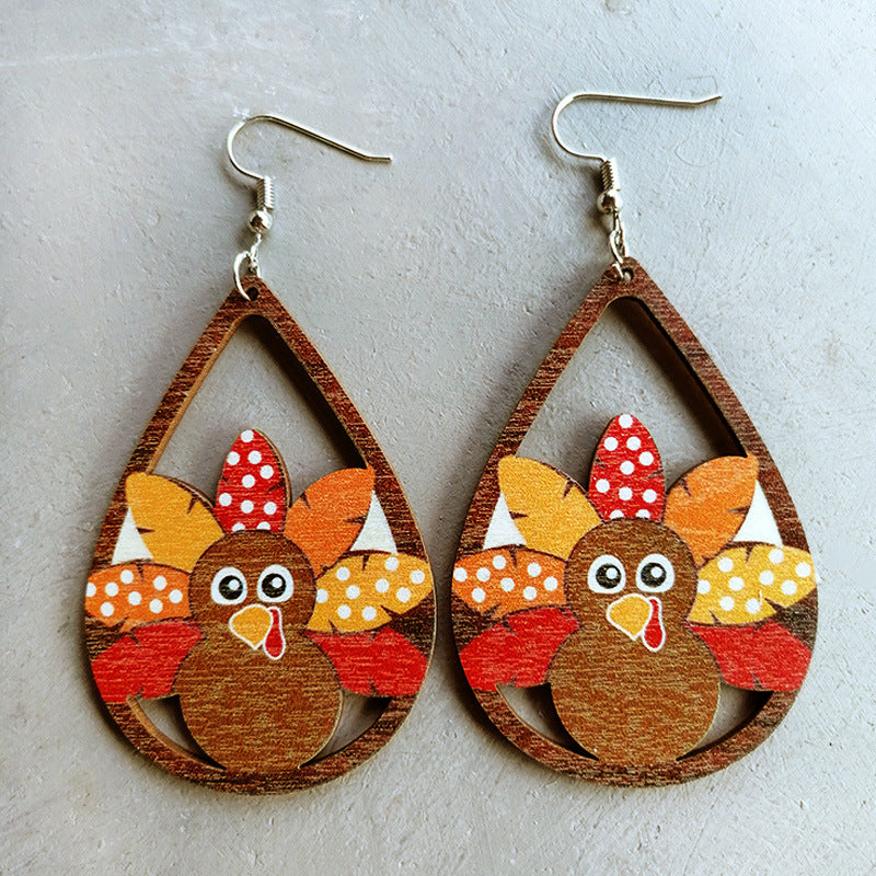 Thanksgiving Turkey Drop Earrings - Kittybear Krafts