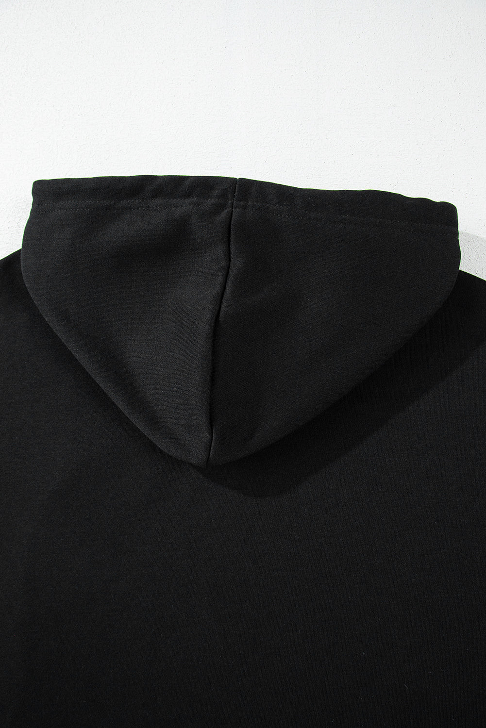 Black Solid Drop Shoulder Drawstring Cropped Hoodie Kittybear Krafts