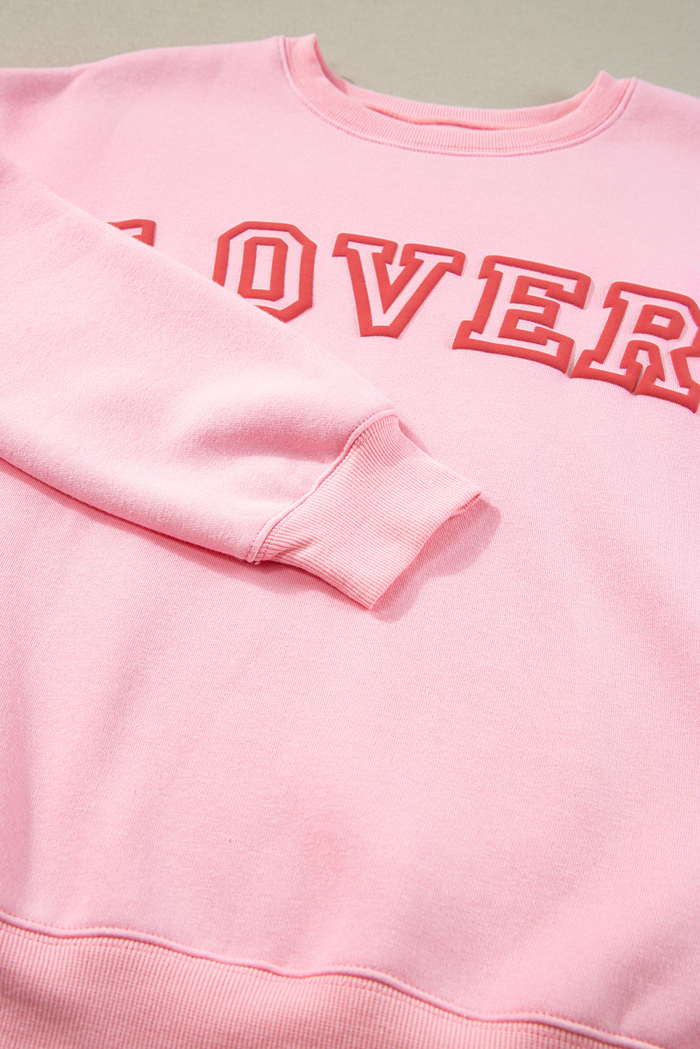 Pink LOVER Puff Print Drop Shoulder Pullover Sweatshirt Kittybear Krafts