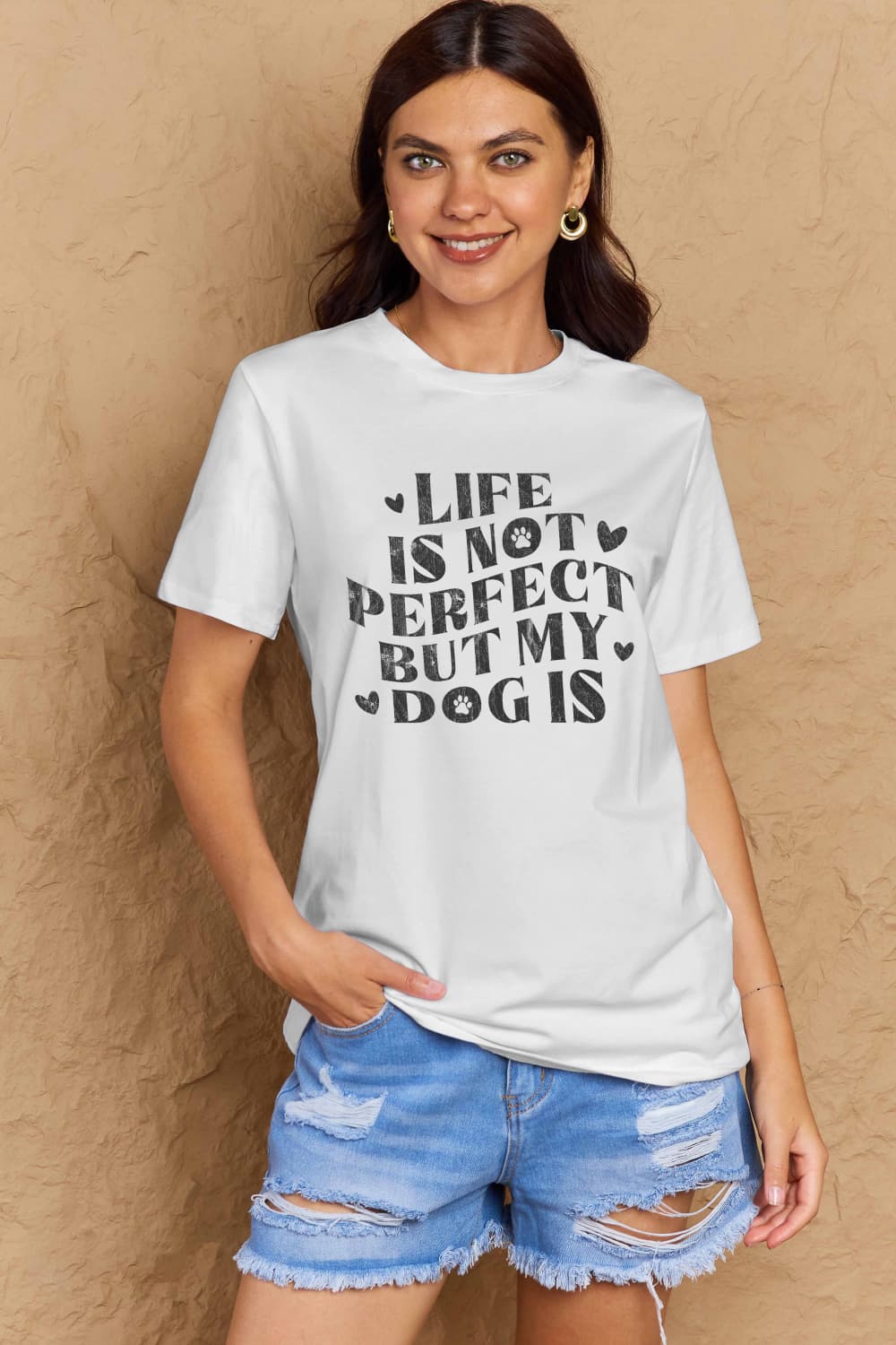 Life is Not Perfect but My Dog Is Graphic Cotton T-Shirt - Kittybear Krafts