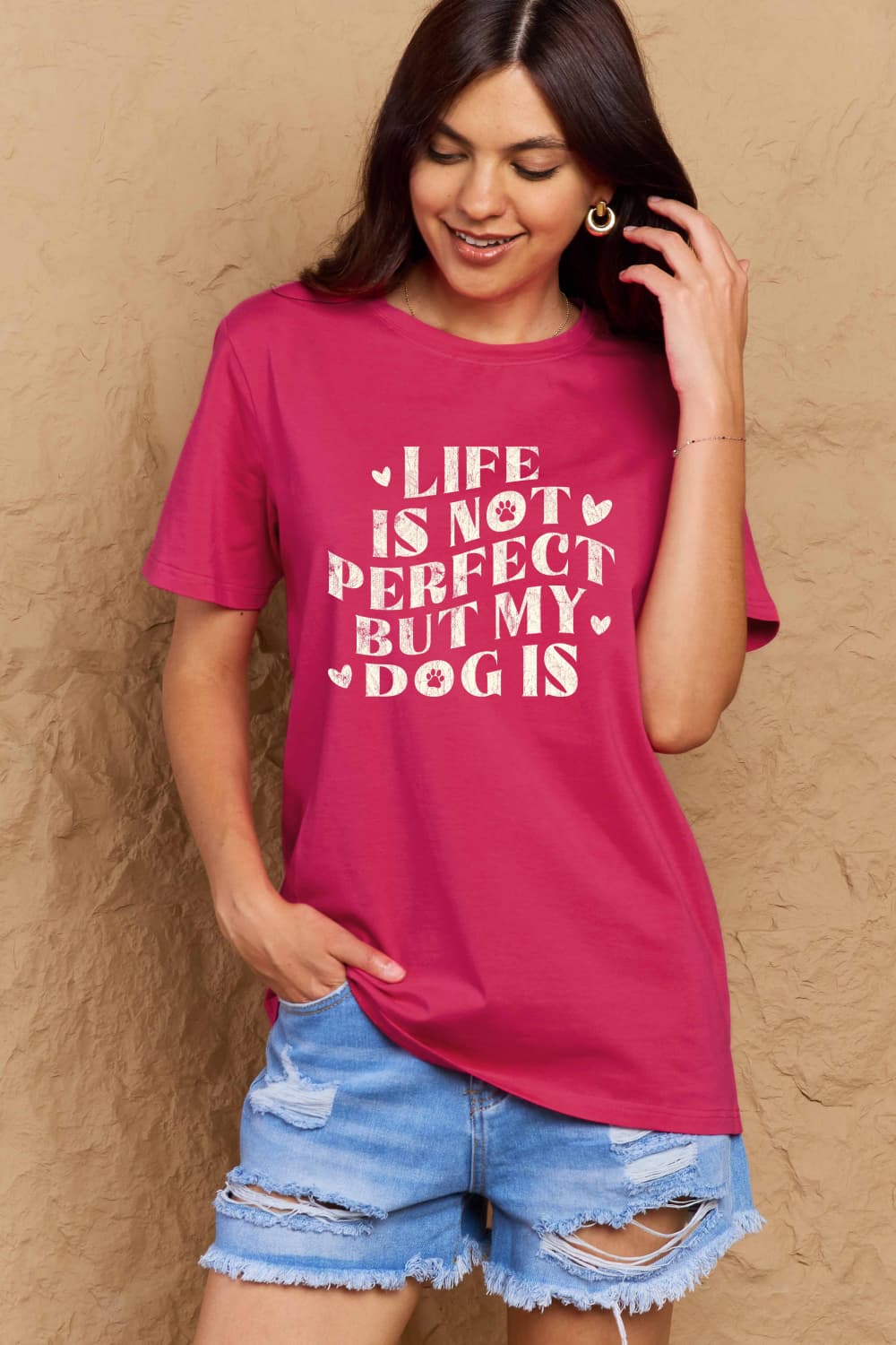 Life is Not Perfect but My Dog Is Graphic Cotton T-Shirt - Kittybear Krafts