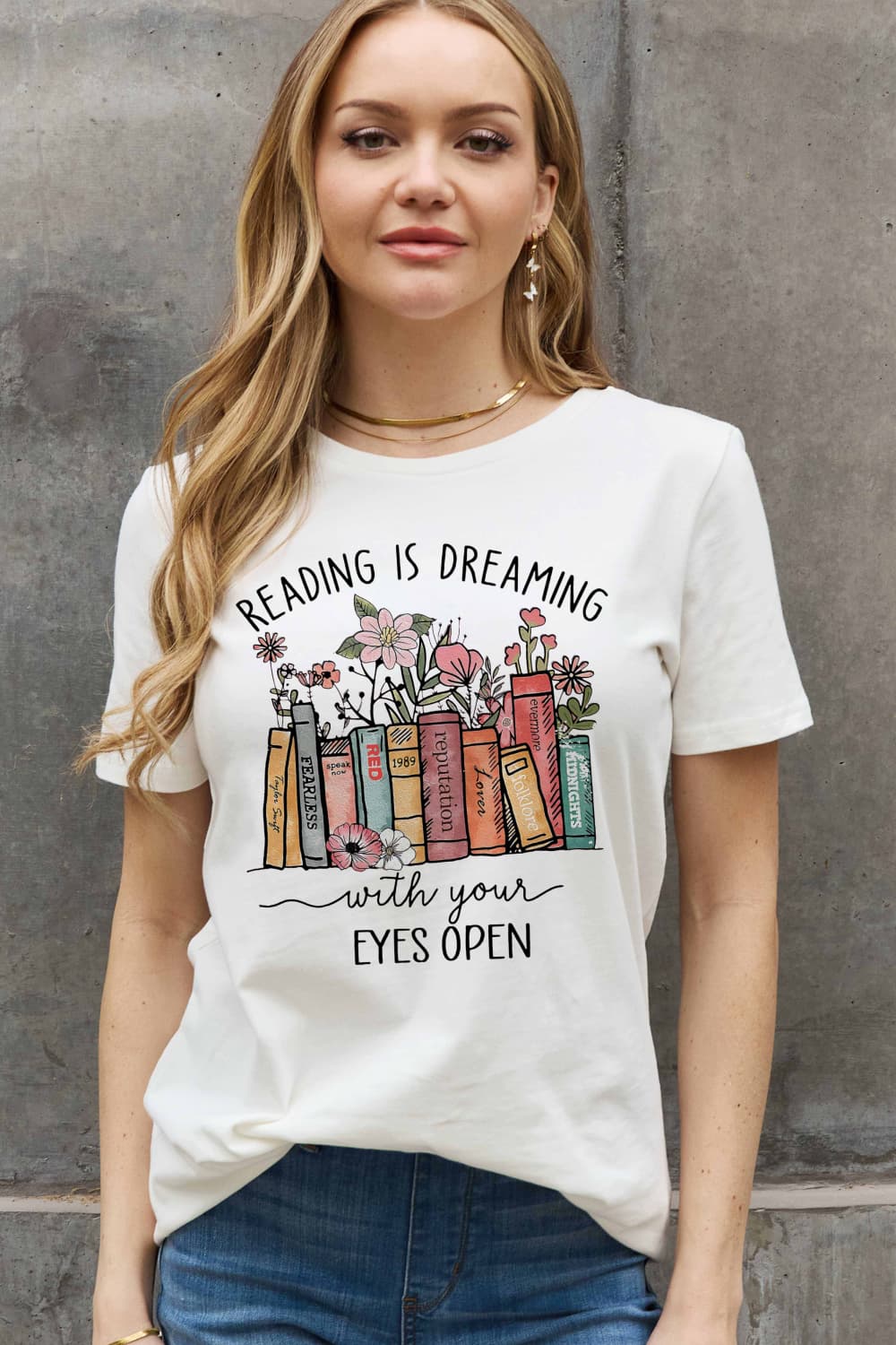 READING IS DREAMING WITH YOUR EYES OPEN Graphic Cotton T-shirt - Kittybear Krafts