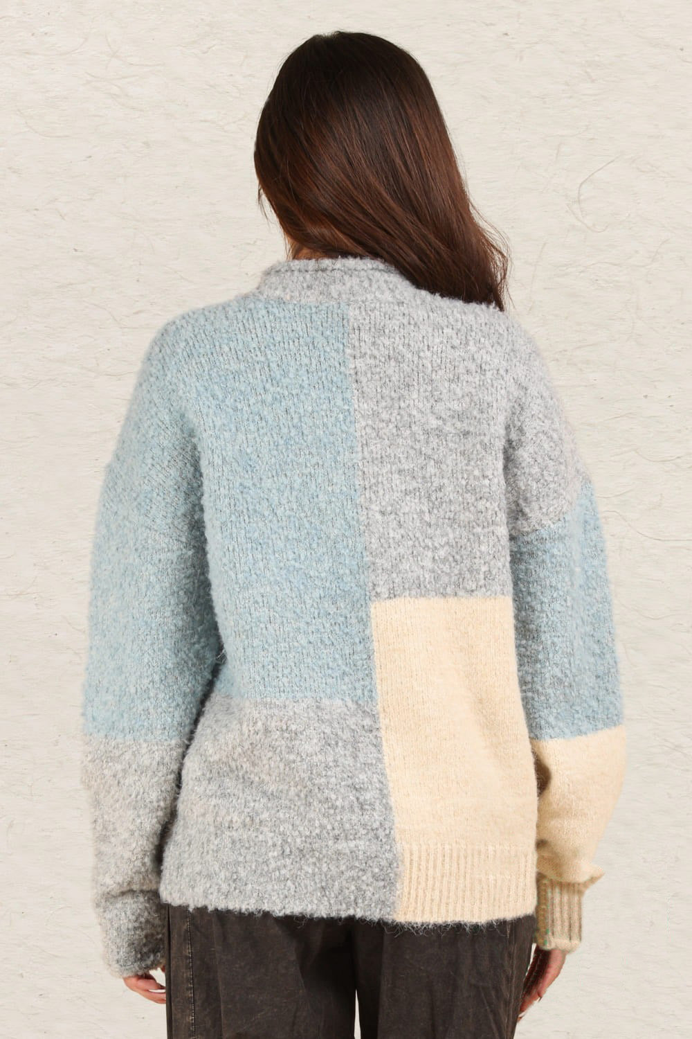 VERY J Color Block Mock Neck Drop Shoulder Sweater - Kittybear Krafts