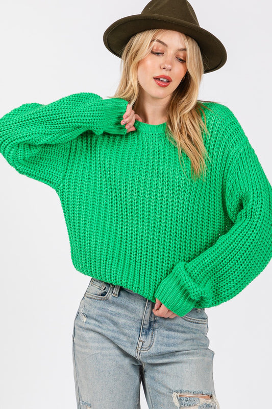 SAGE + FIG Round Neck Drop Shoulder Sweater Trendsi