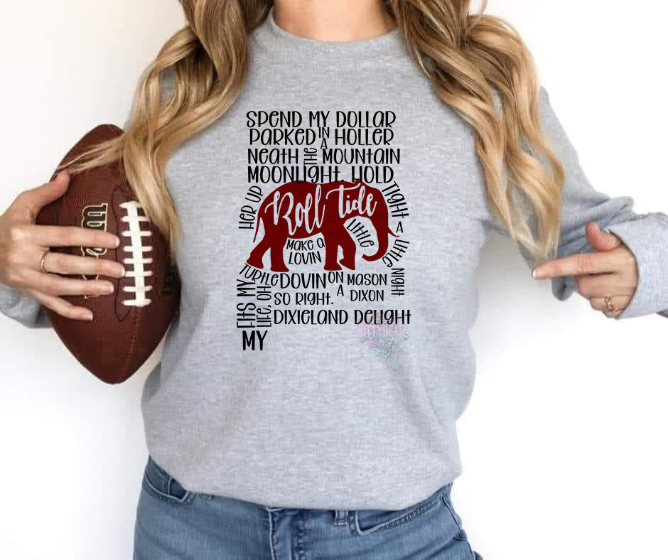 Dixieland Delight AL Football Graphic Tee - Kittybear Krafts