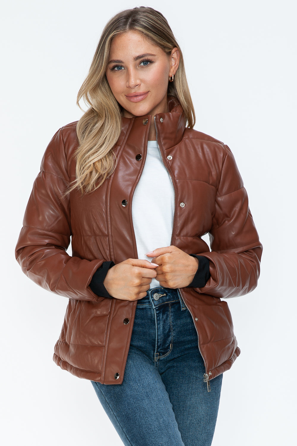 YMI Pocketed Zip Up Turtleneck Puffer Jacket Trendsi