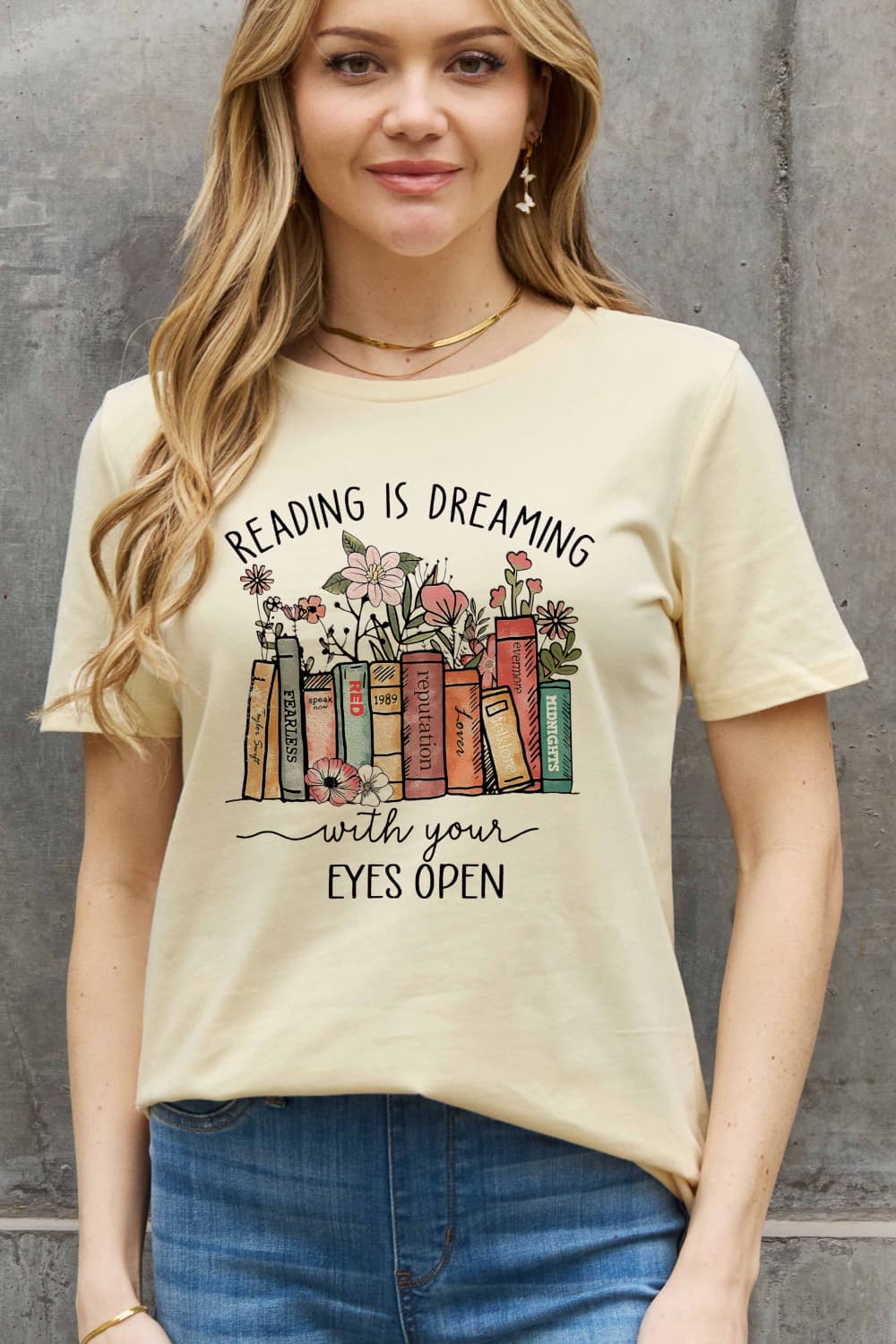 READING IS DREAMING WITH YOUR EYES OPEN Graphic Cotton T-shirt - Kittybear Krafts