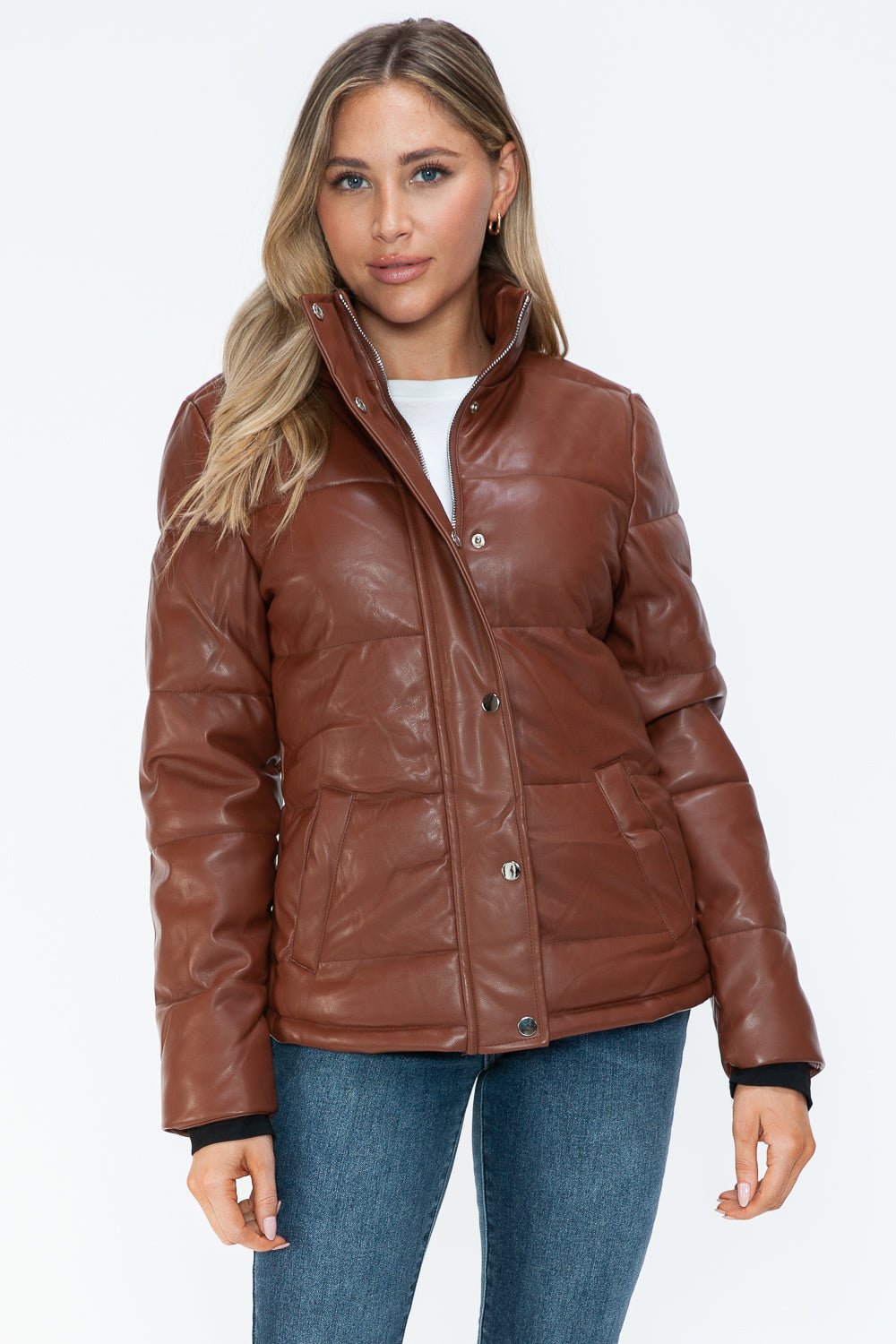 YMI Pocketed Zip Up Turtleneck Puffer Jacket Trendsi